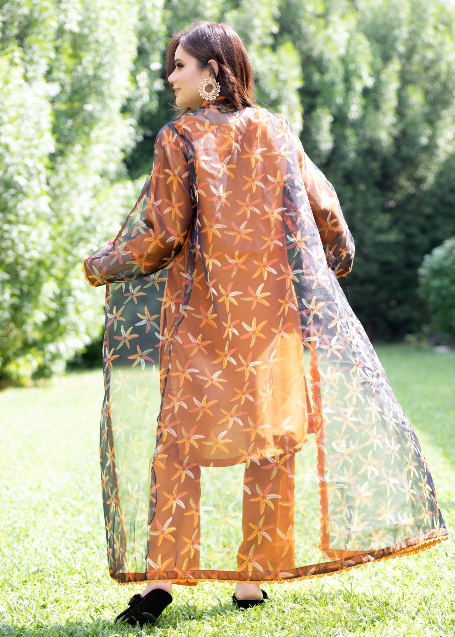 silk Gown in Goldfish orange
