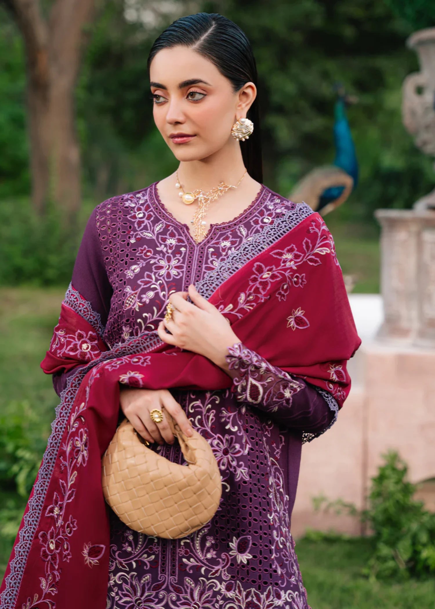 karandi Unstitched in Purple