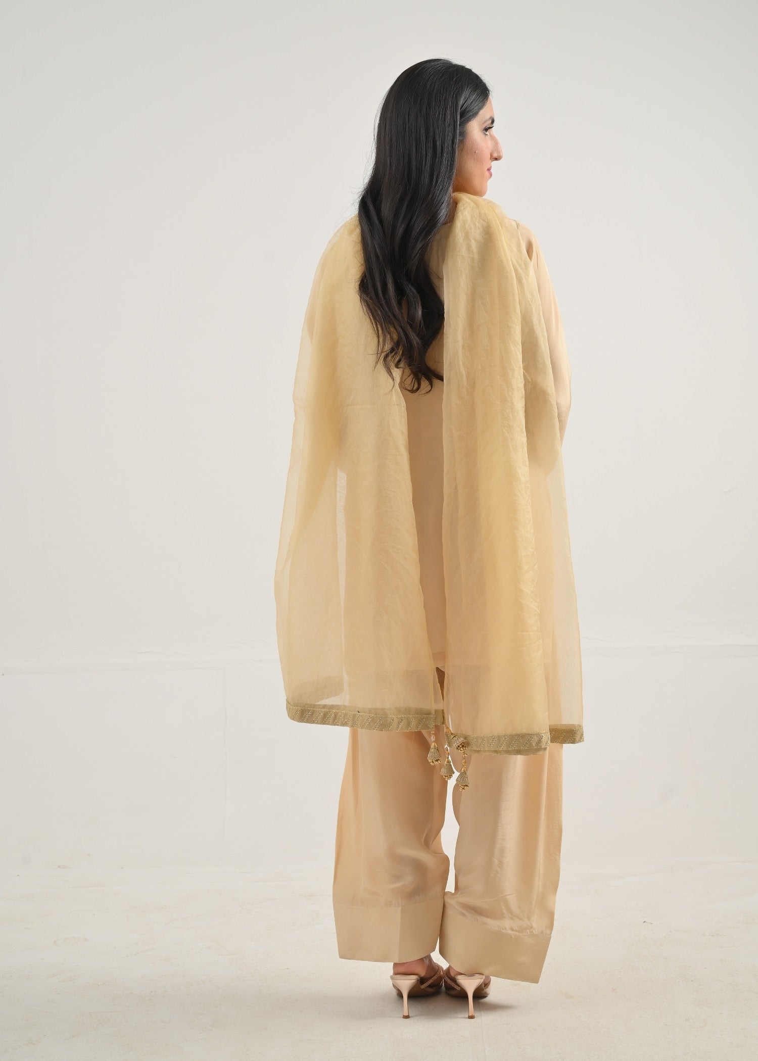 silk Kurta Set in Wheat