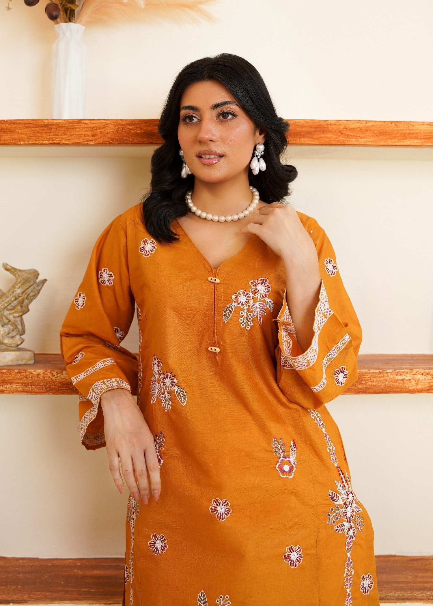 cotton Kurta Set in Mari gold