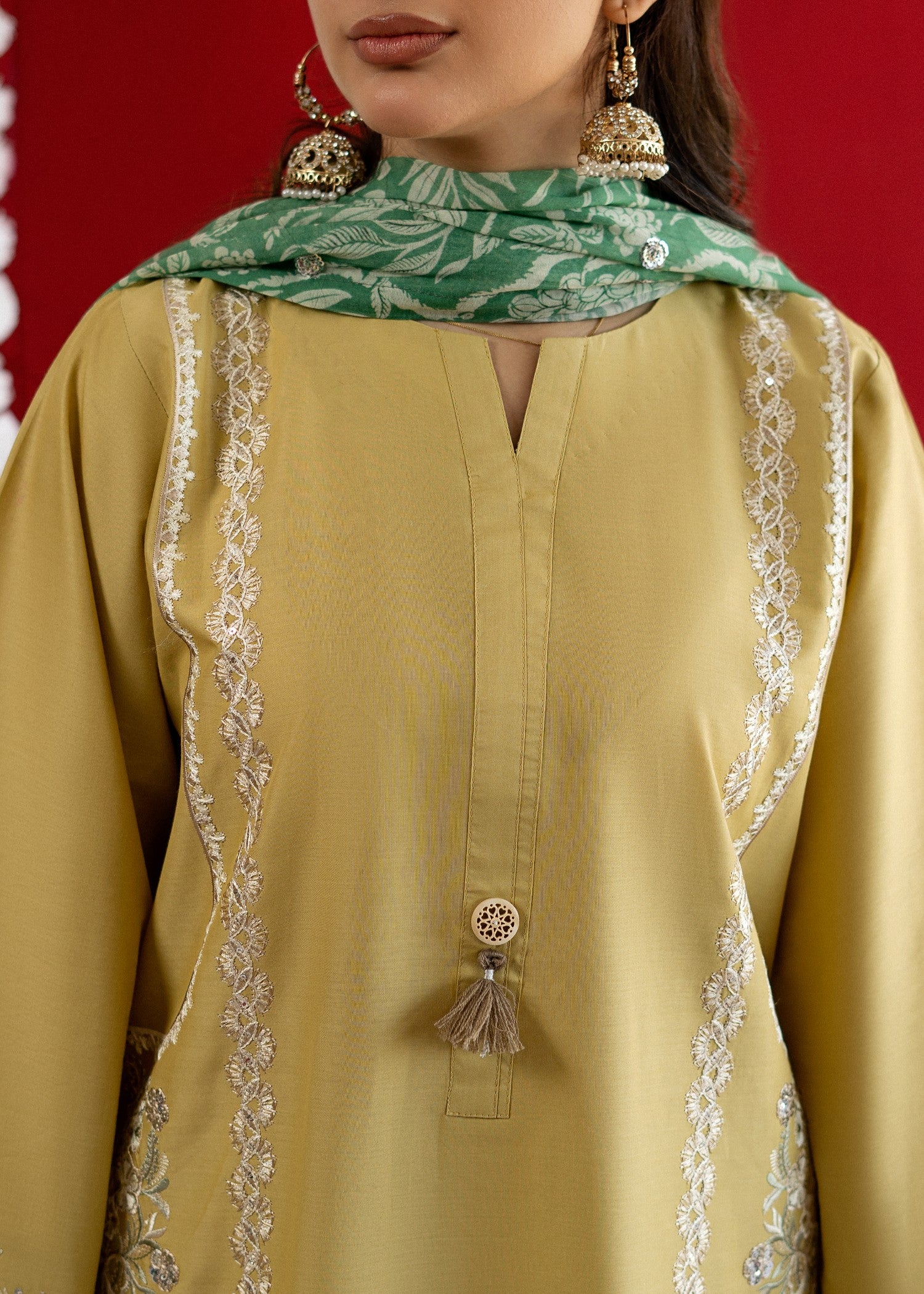 lawn Kurta Set in Mellow yellow
