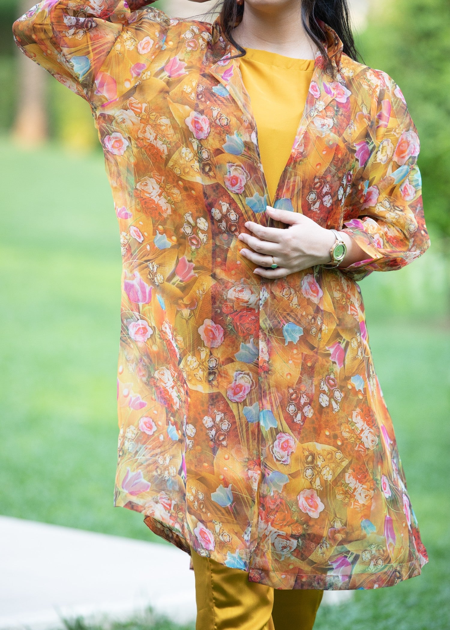 silk Gown in Mustard