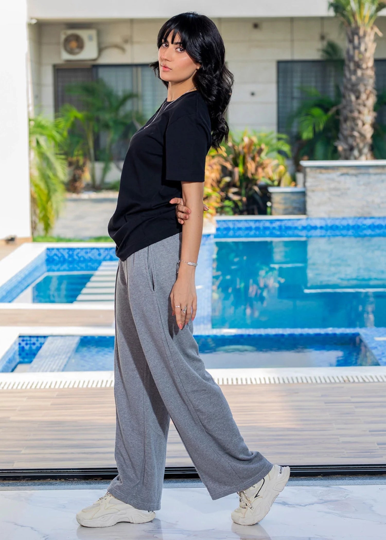 terry Trousers in Dark grey