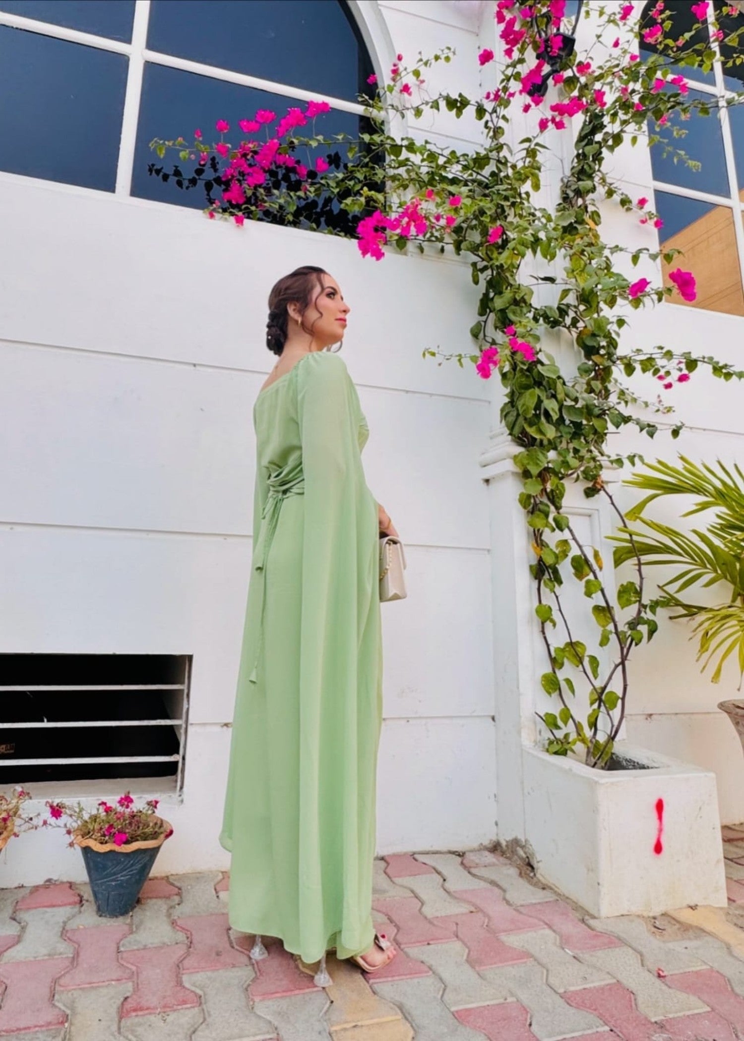 georgette chiffon Dress in Mint green