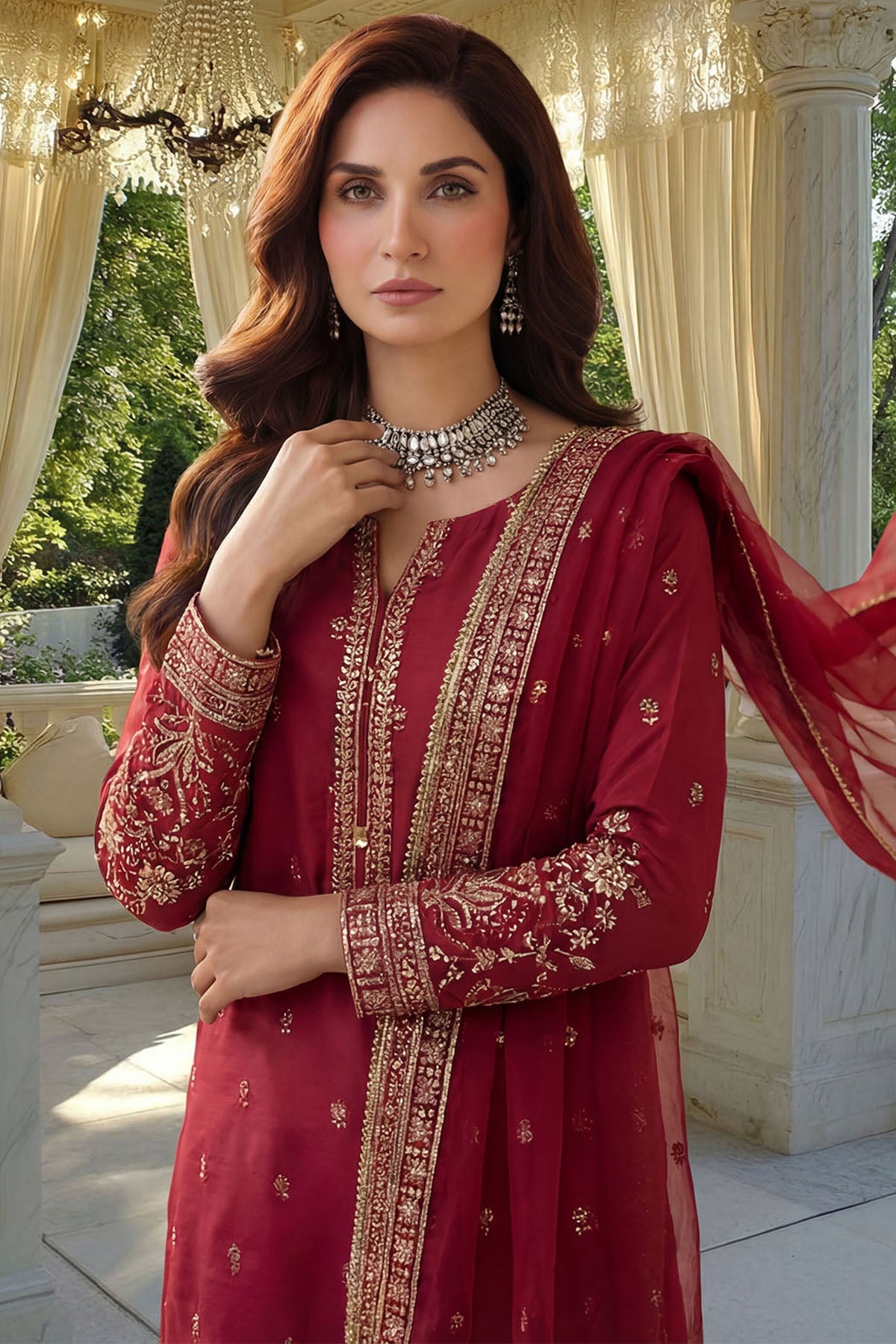 poly organza Kurta Set in Purple