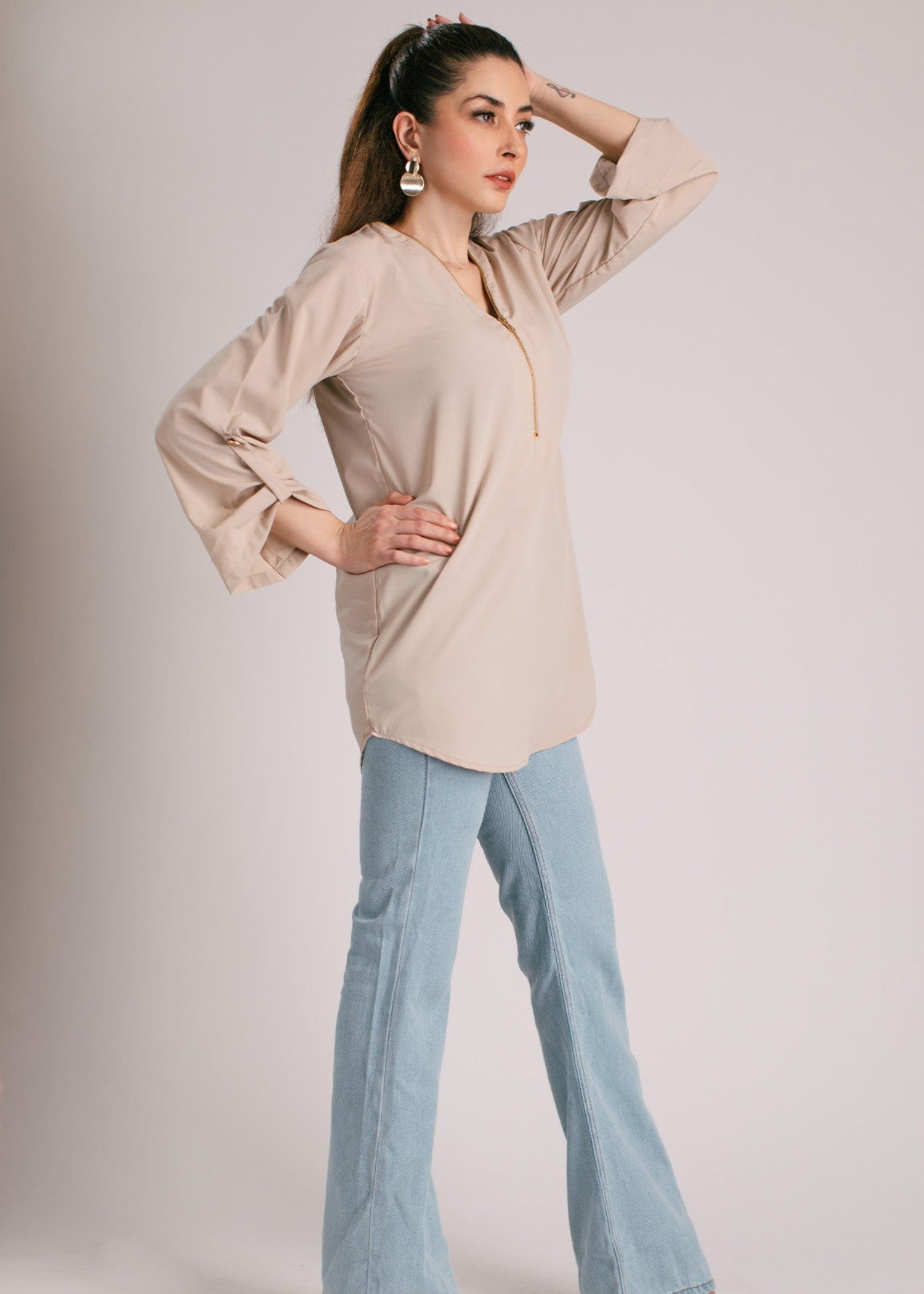 crepe Top in Beige