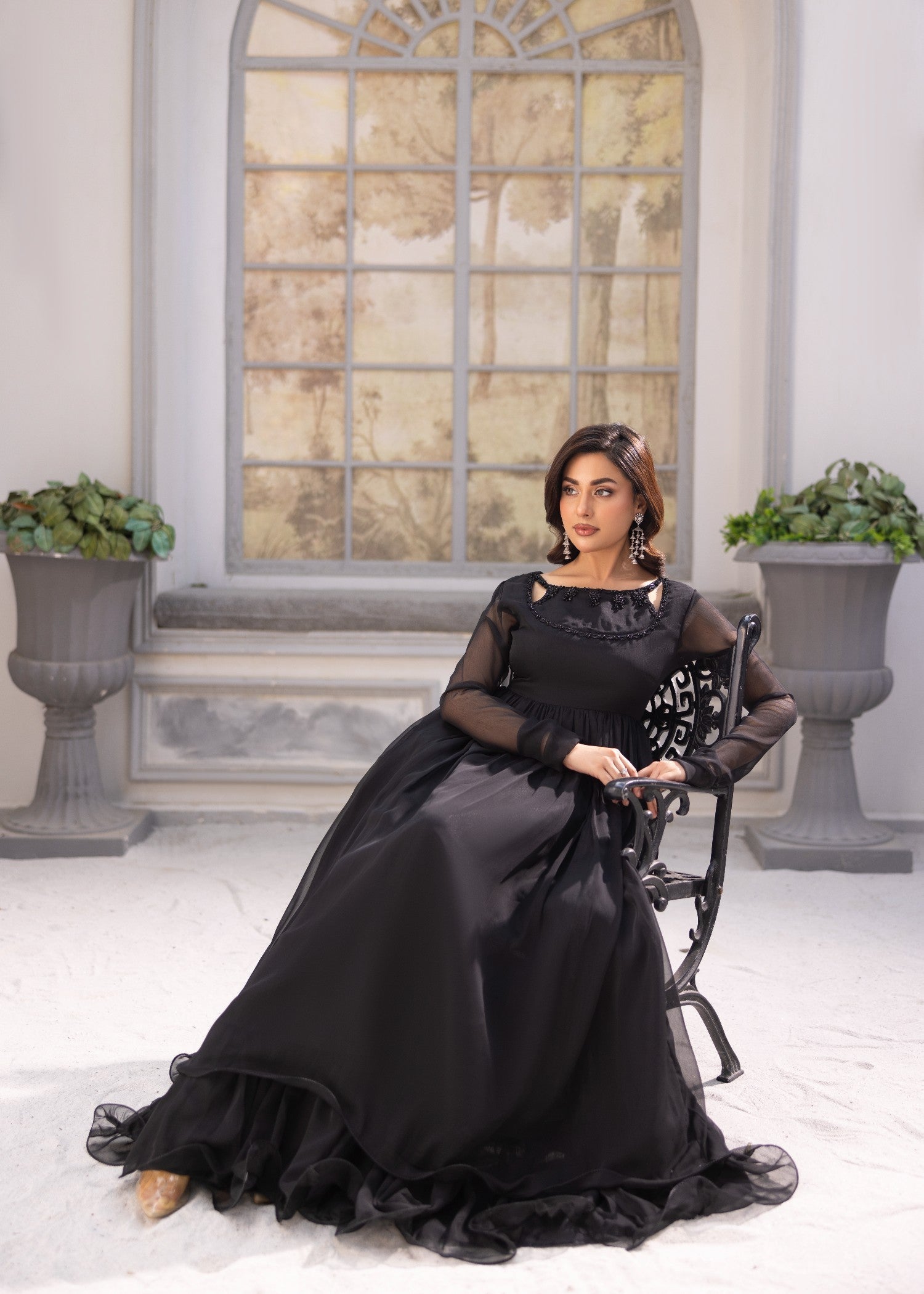 chiffon Maxi in Jet black