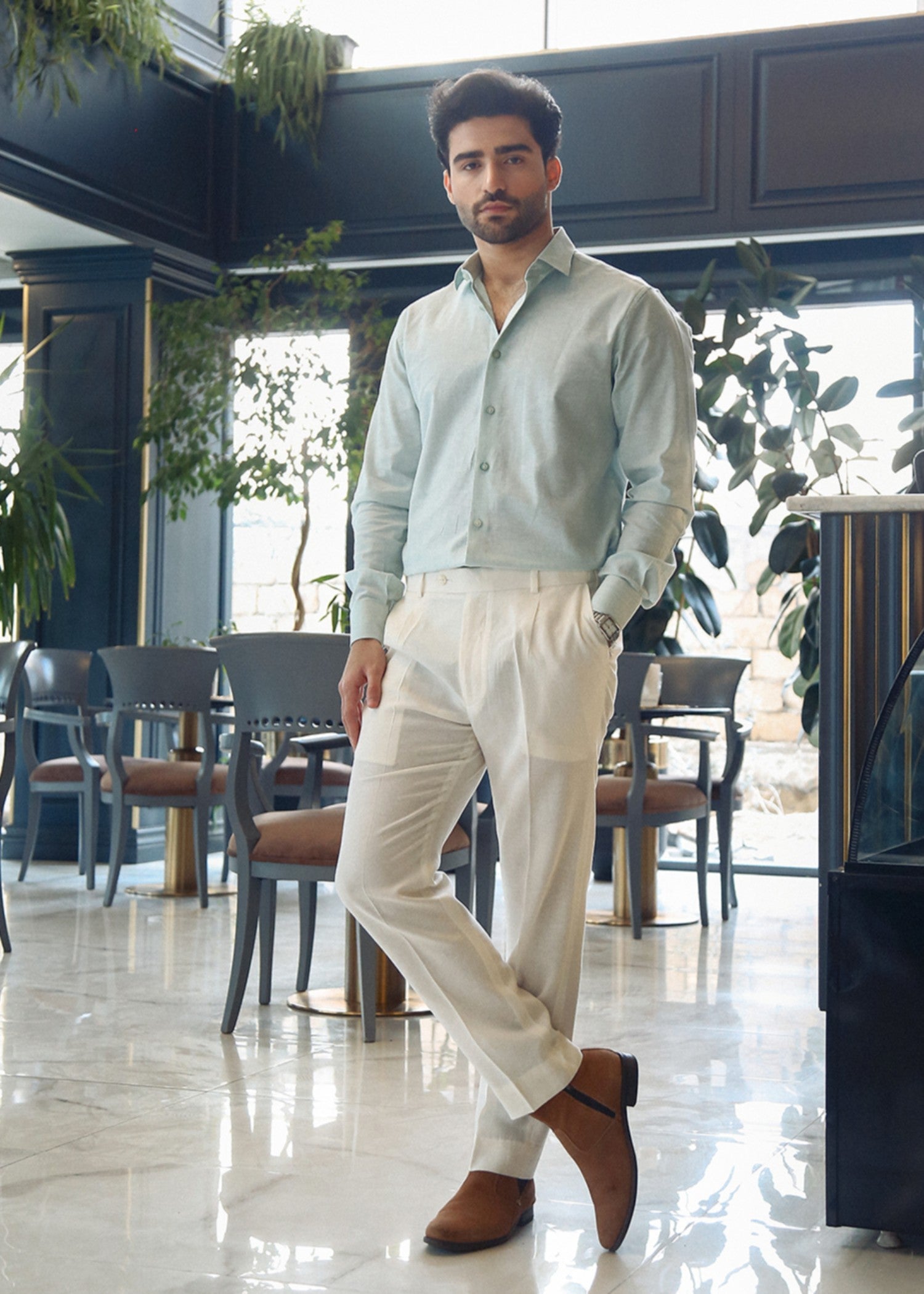 cotton Casual Shirt in Sky