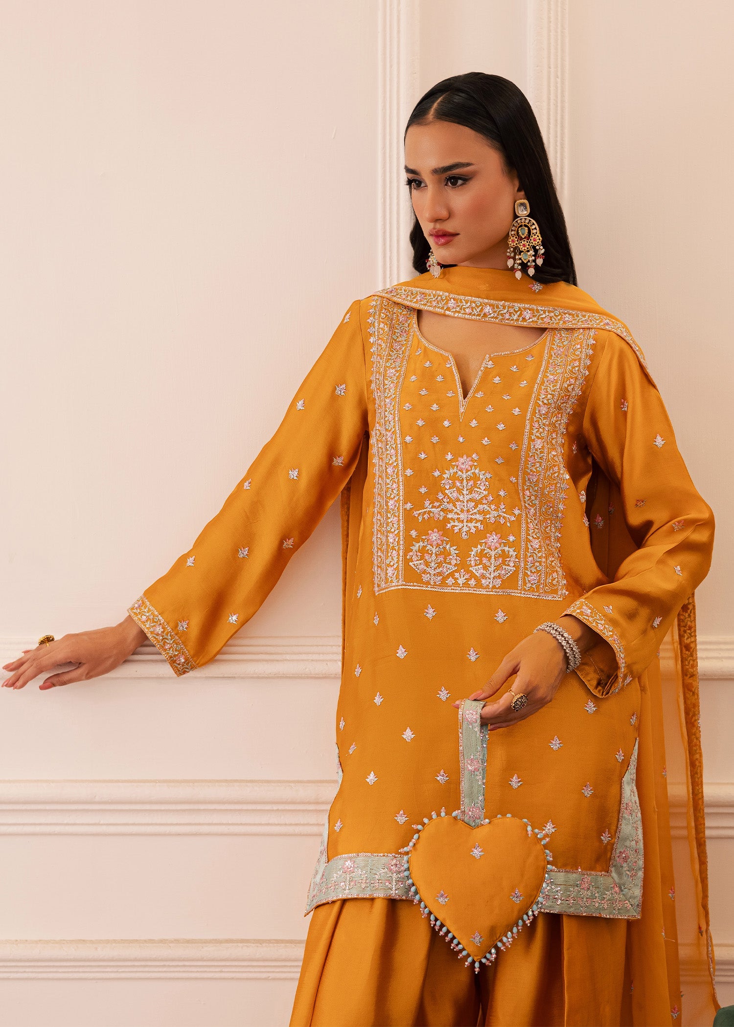 thai silk Kurta Set in Mari gold