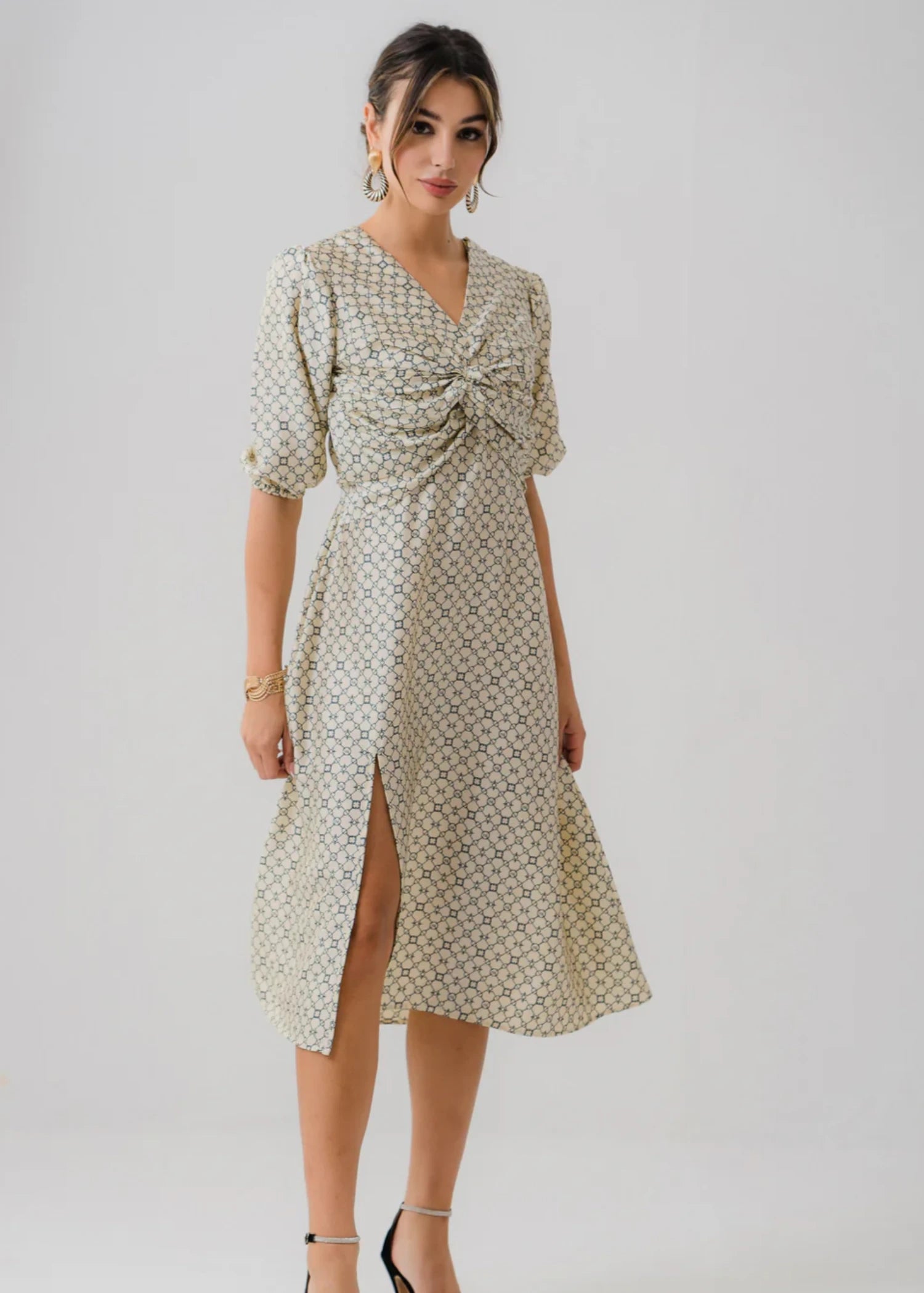 polyester Dress in Ivory