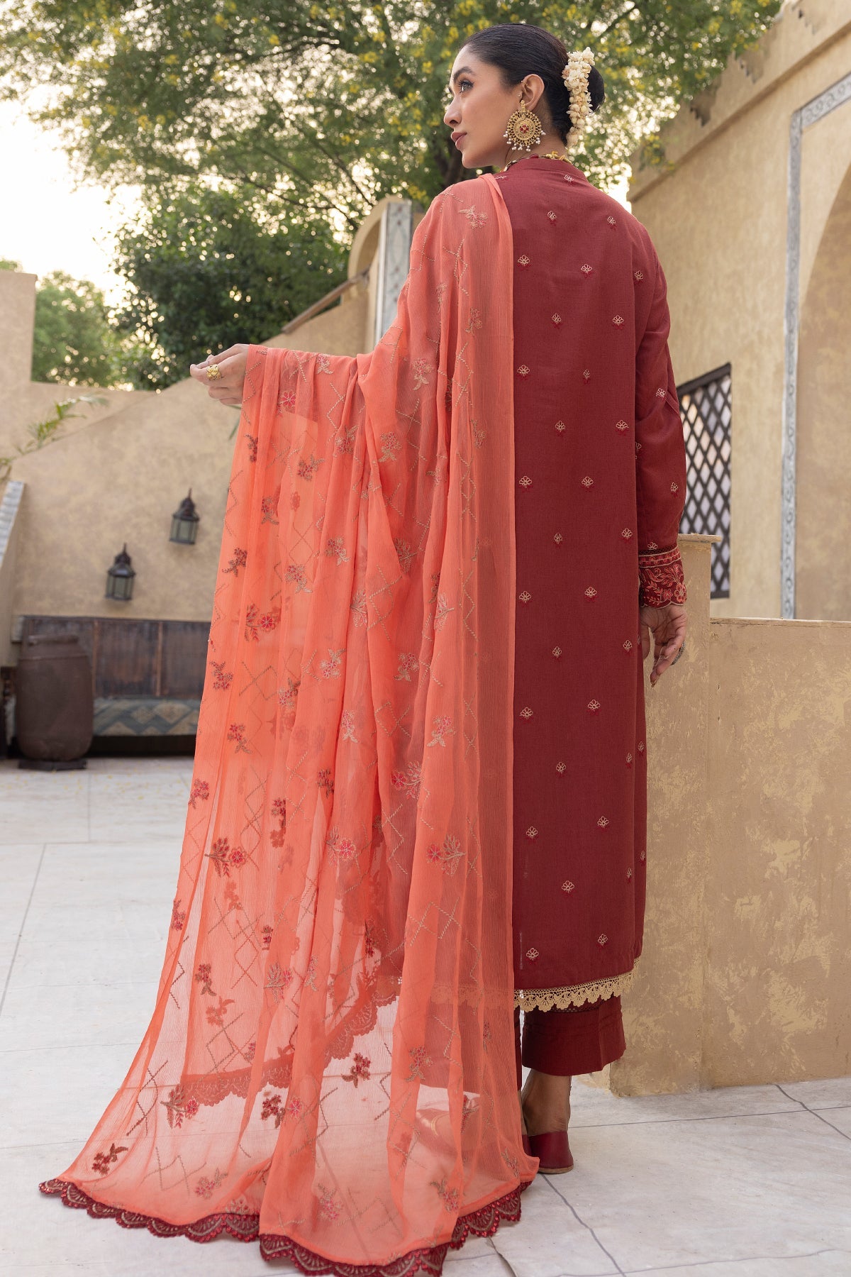 karandi Unstitched in Maroon