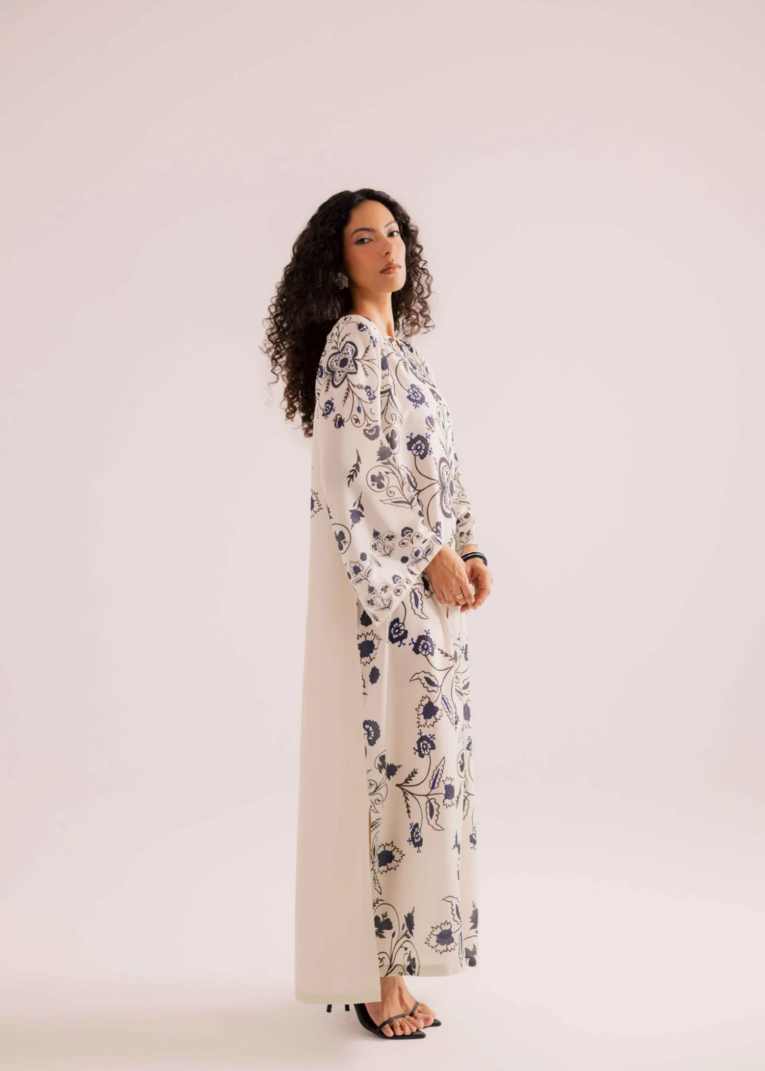 raw silk Kaftan in Cream