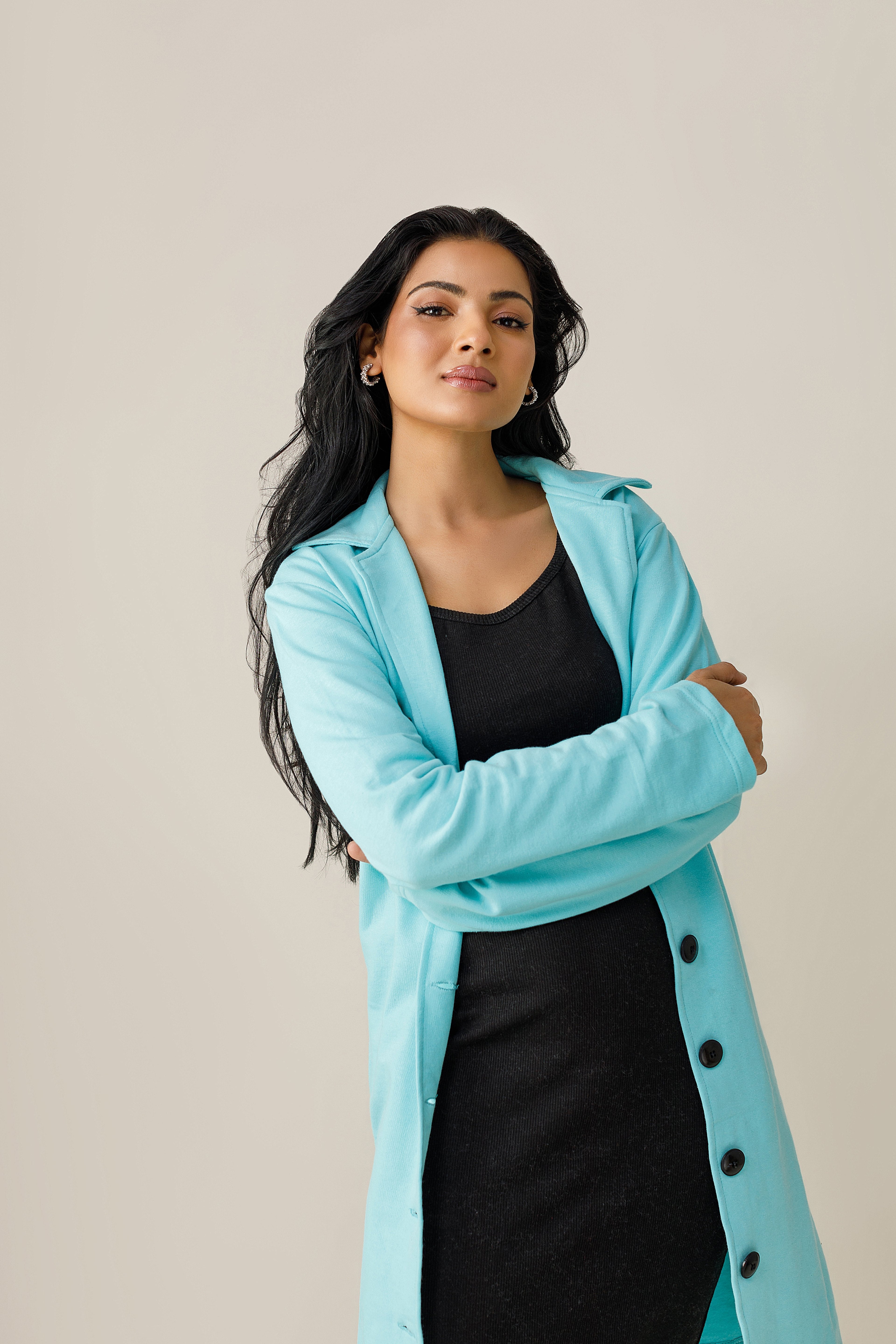 fleece Coat in Sky blue