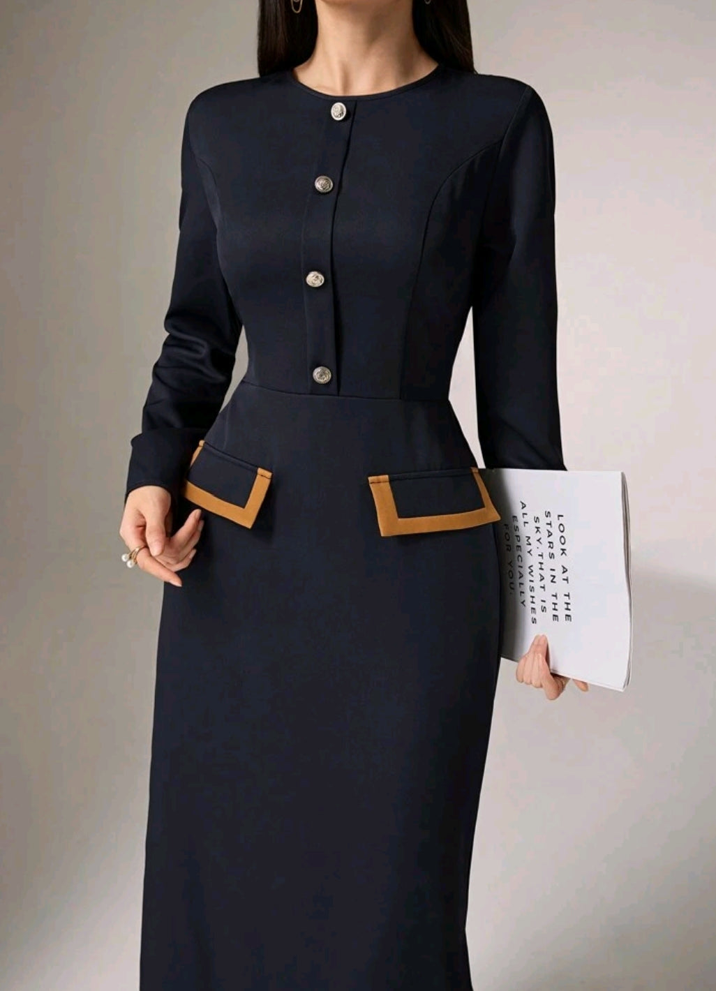 polyester Dress in Navy blue