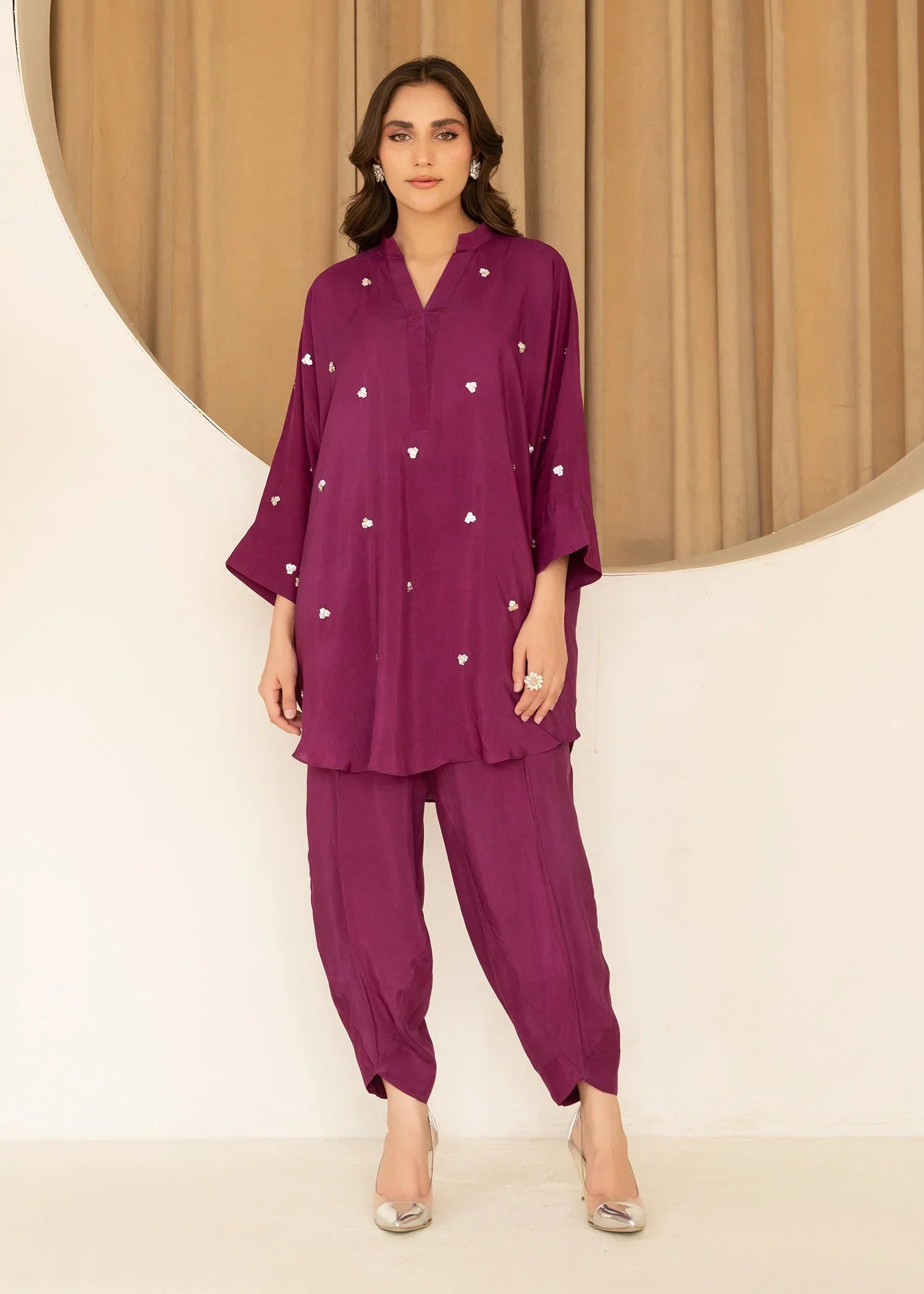 thai silk Kurta Set in Purple