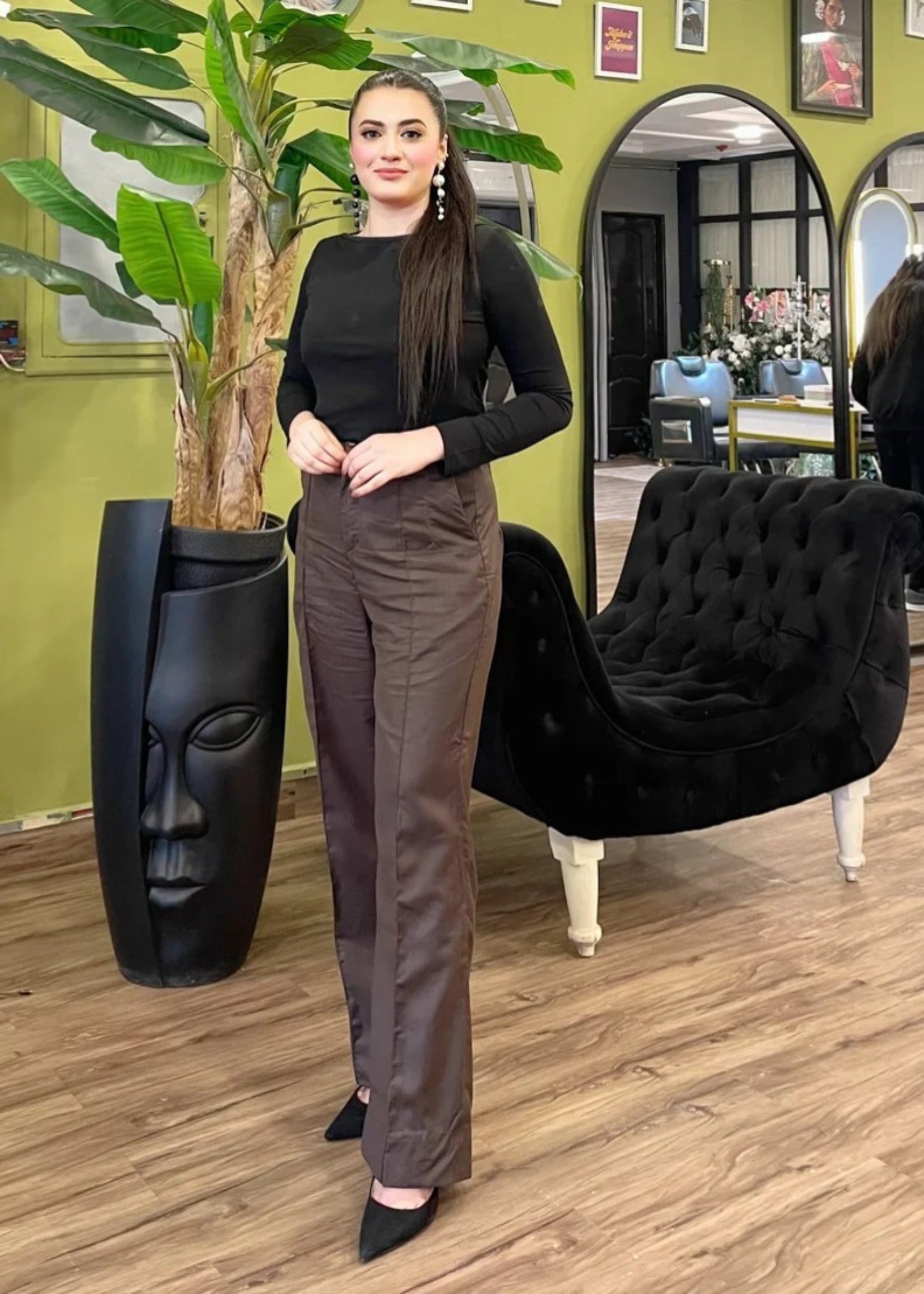 polycotton Pants in Chocolate brown