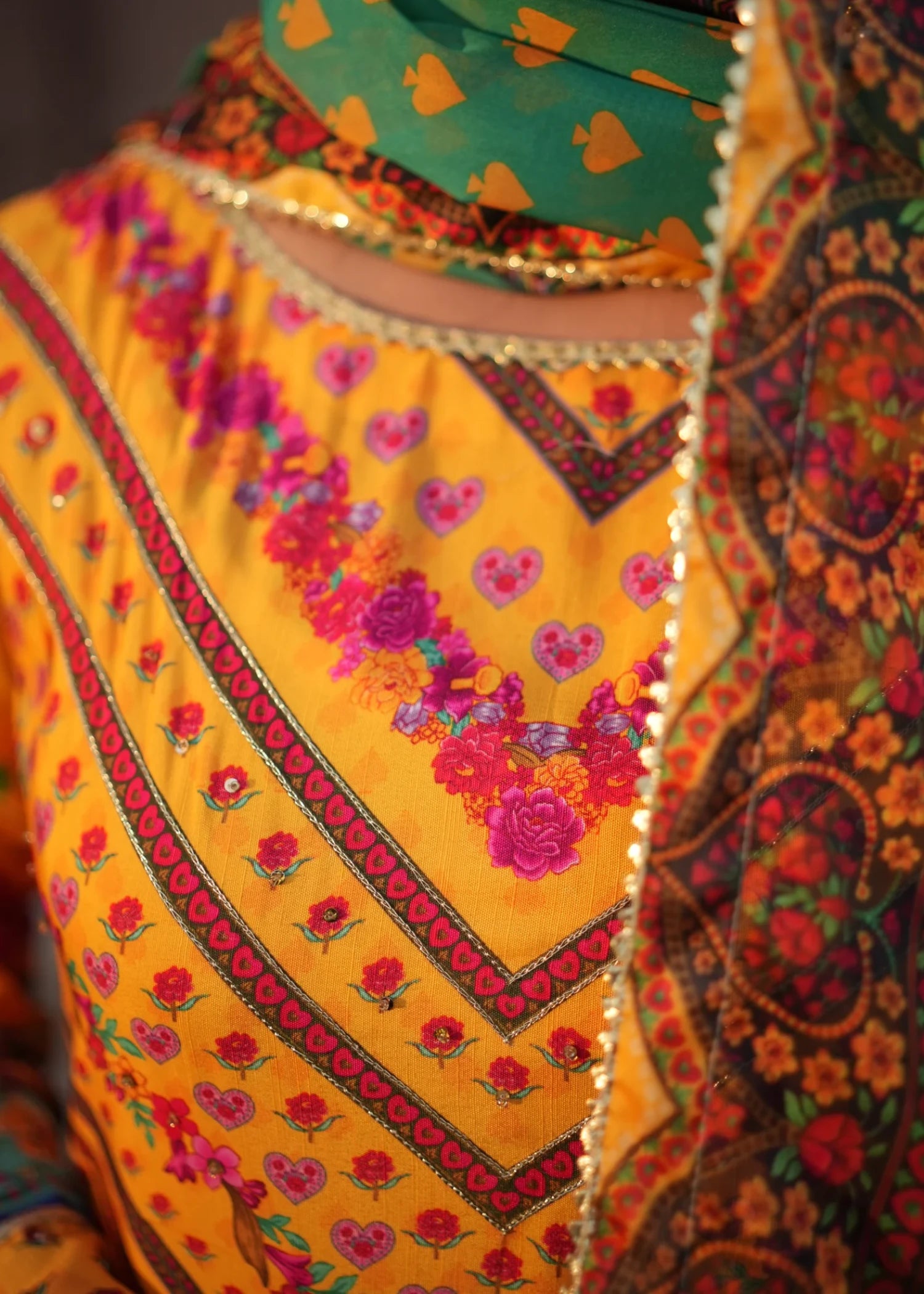 raw silk Unstitched in Mari gold