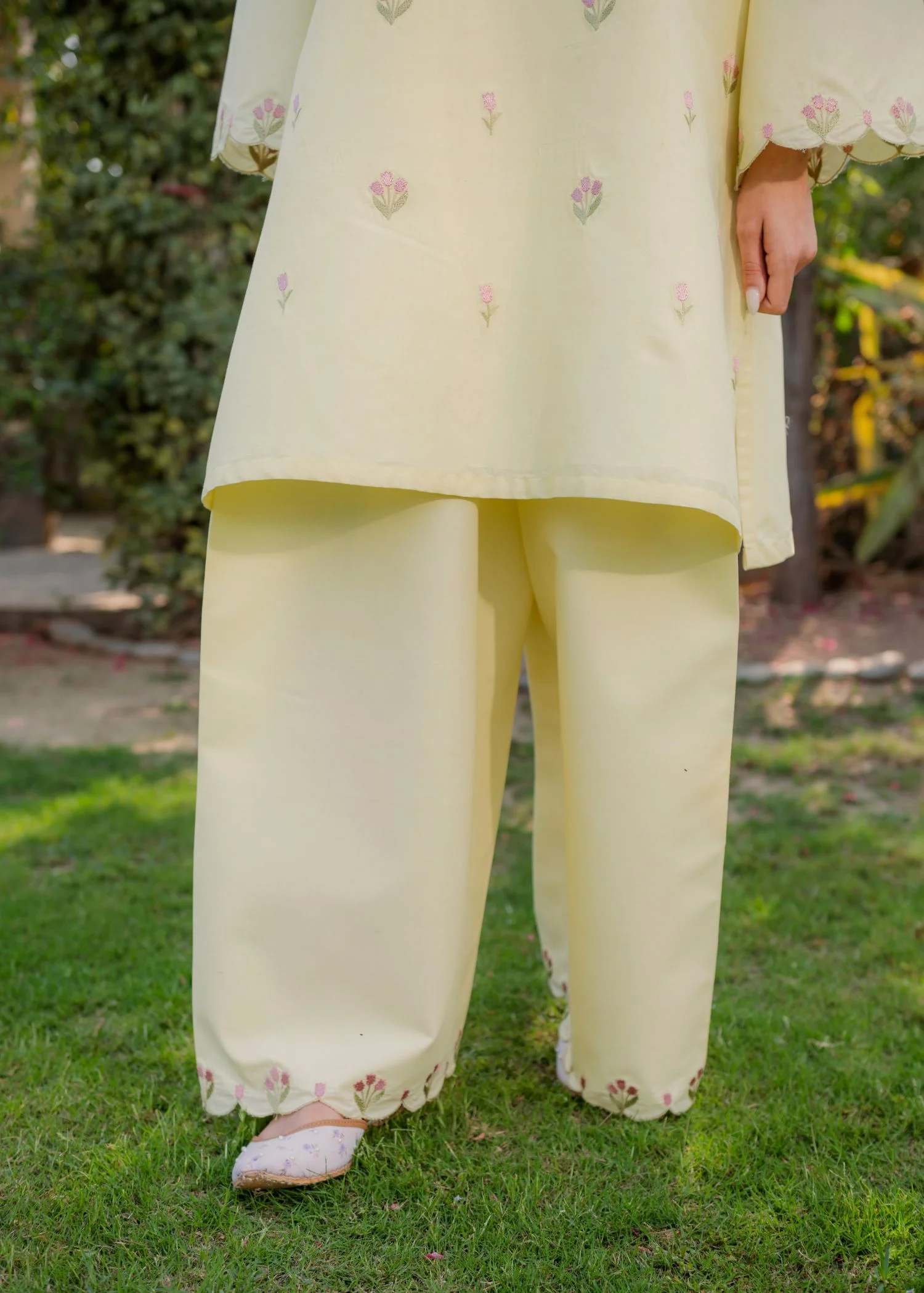 pure cotton Kurta Set in Light yellow