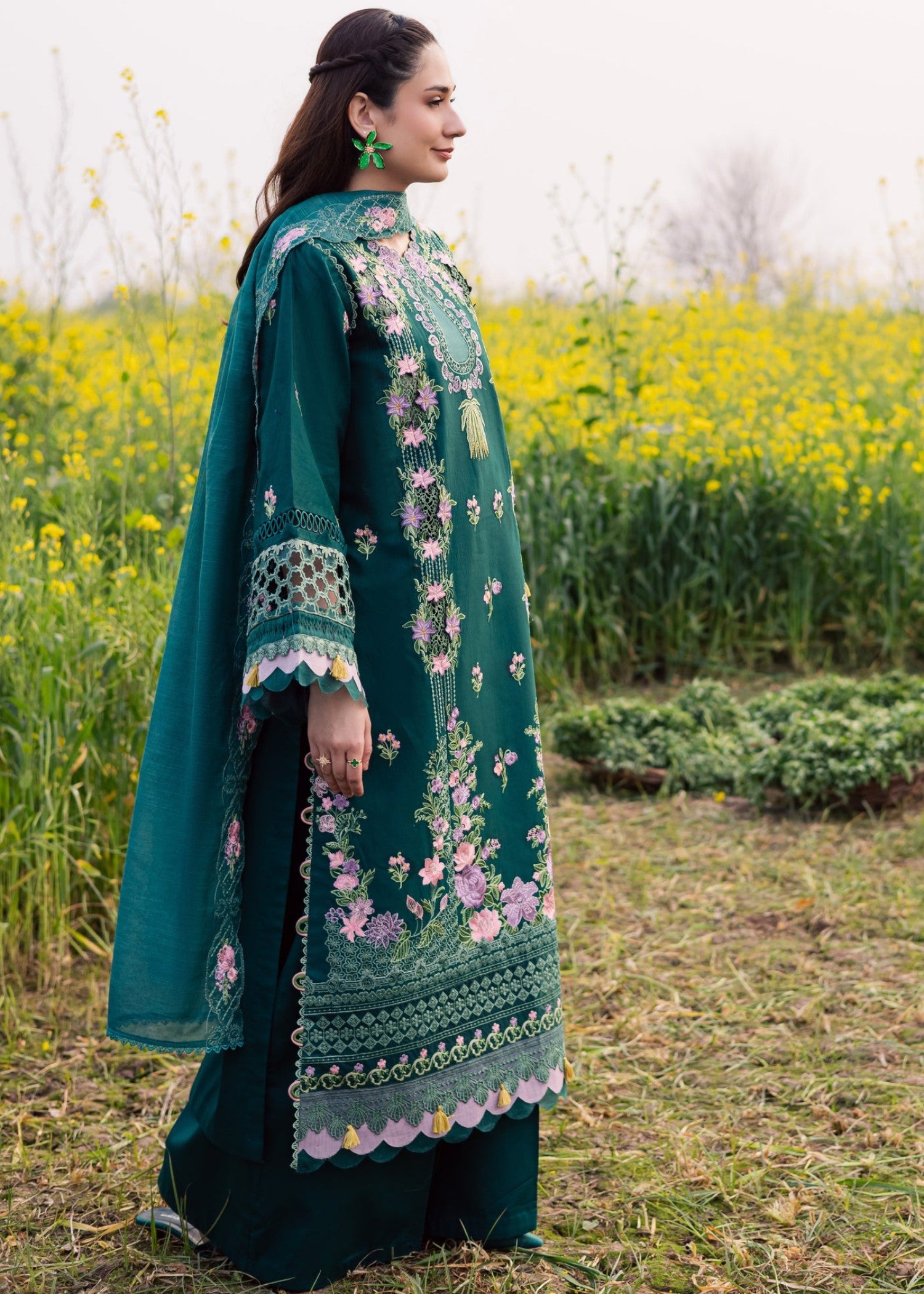 lawn Unstitched in Jade green