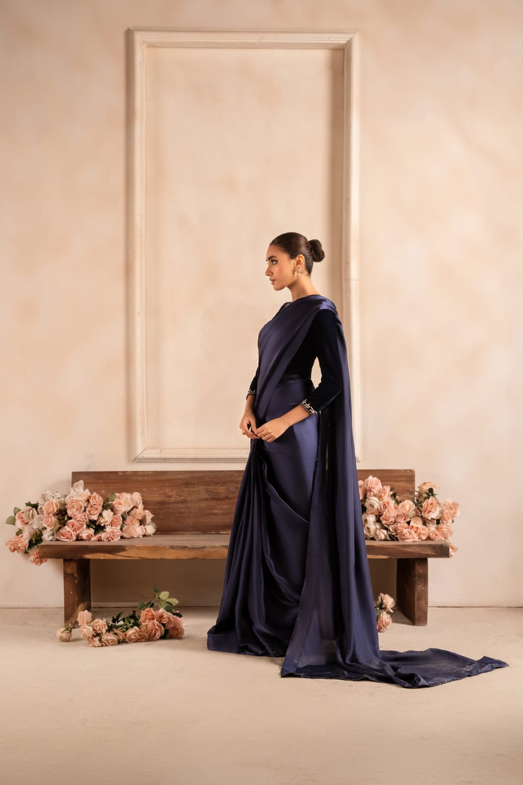 velvet Saree in Blue