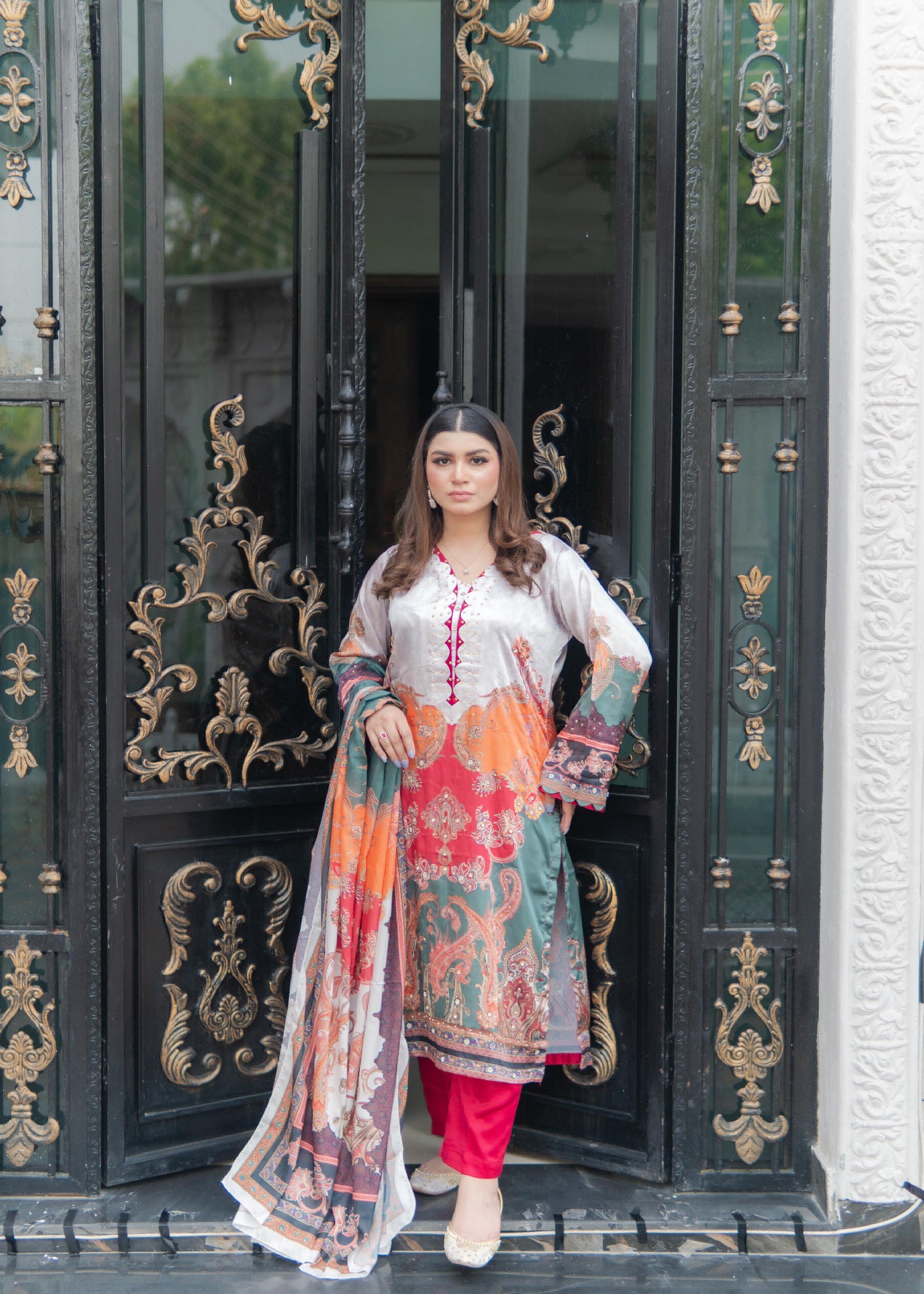 silk Kurta Set in Eggshell