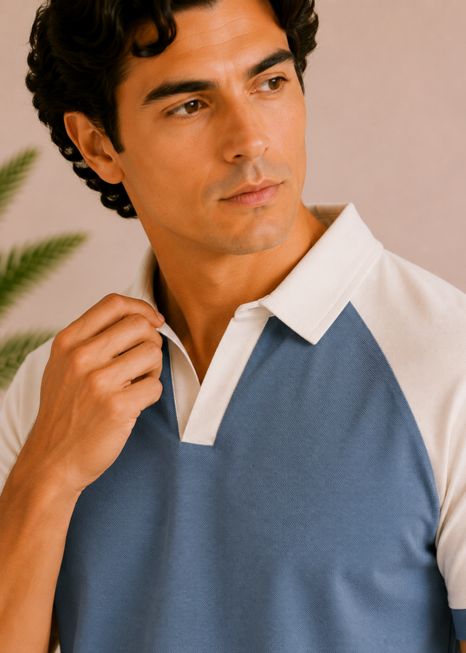 cotton pique Polo Shirt in White, steel blue