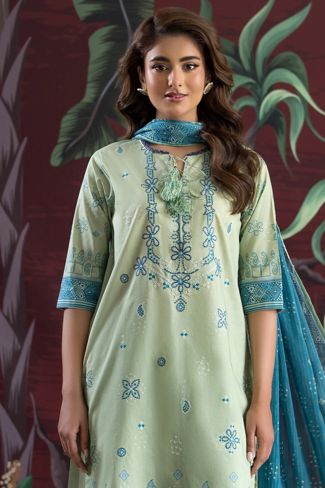 bemberg crinkle chiffon Unstitched in Pastel green