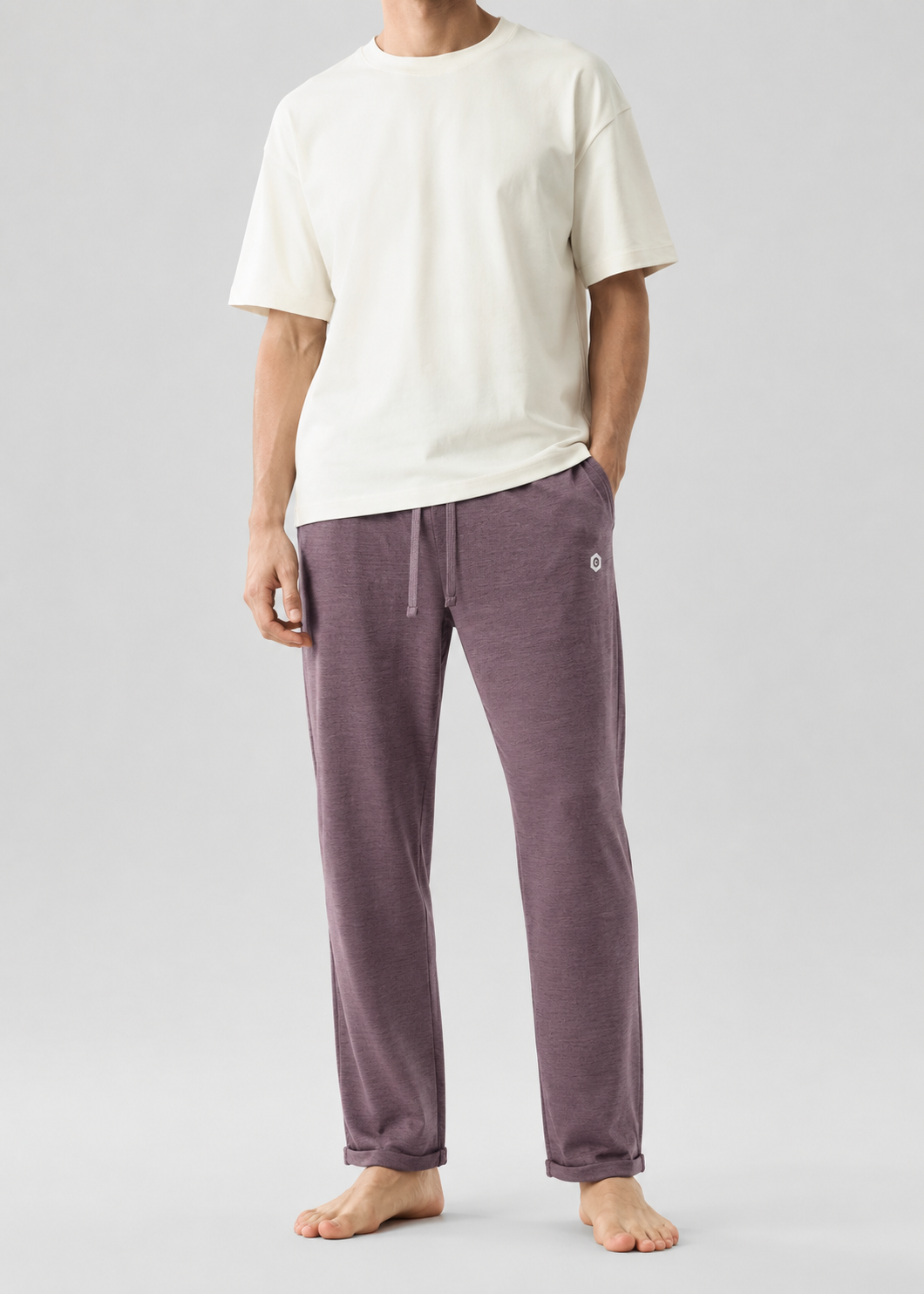 cotton jersey Trousers in Mauve, plum purple