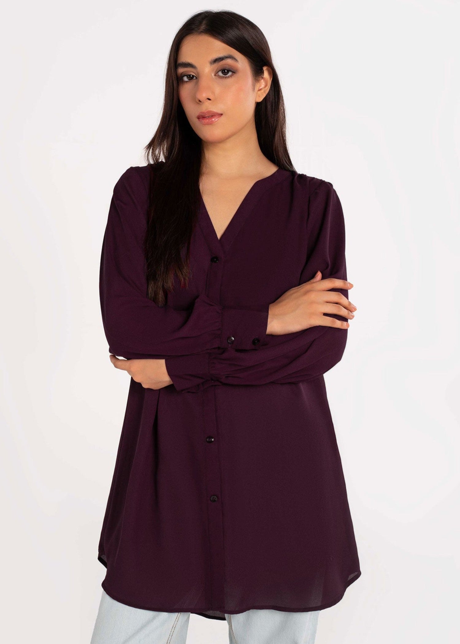 georgette Top in Plum purple