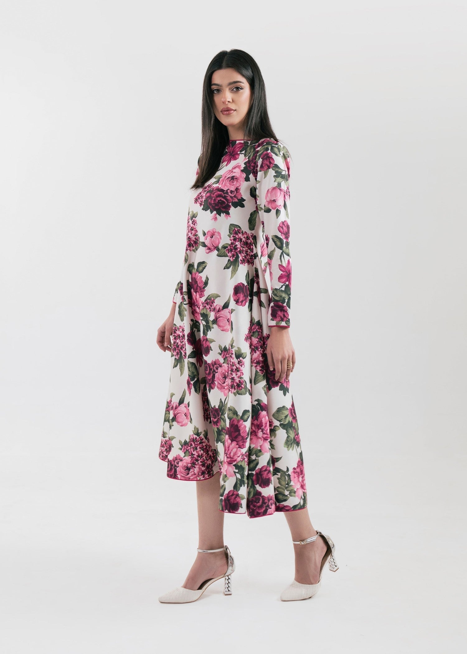 poly lawn Dress in White