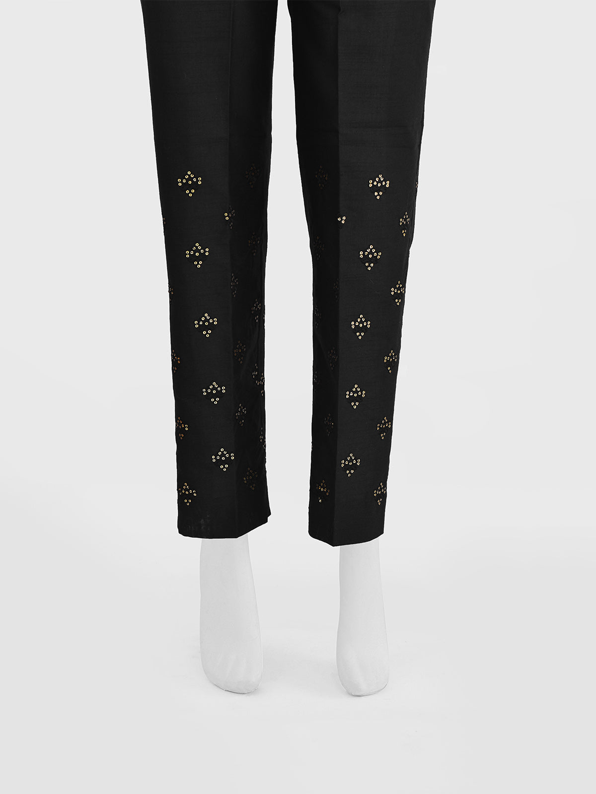 cotton silk Trousers in Black