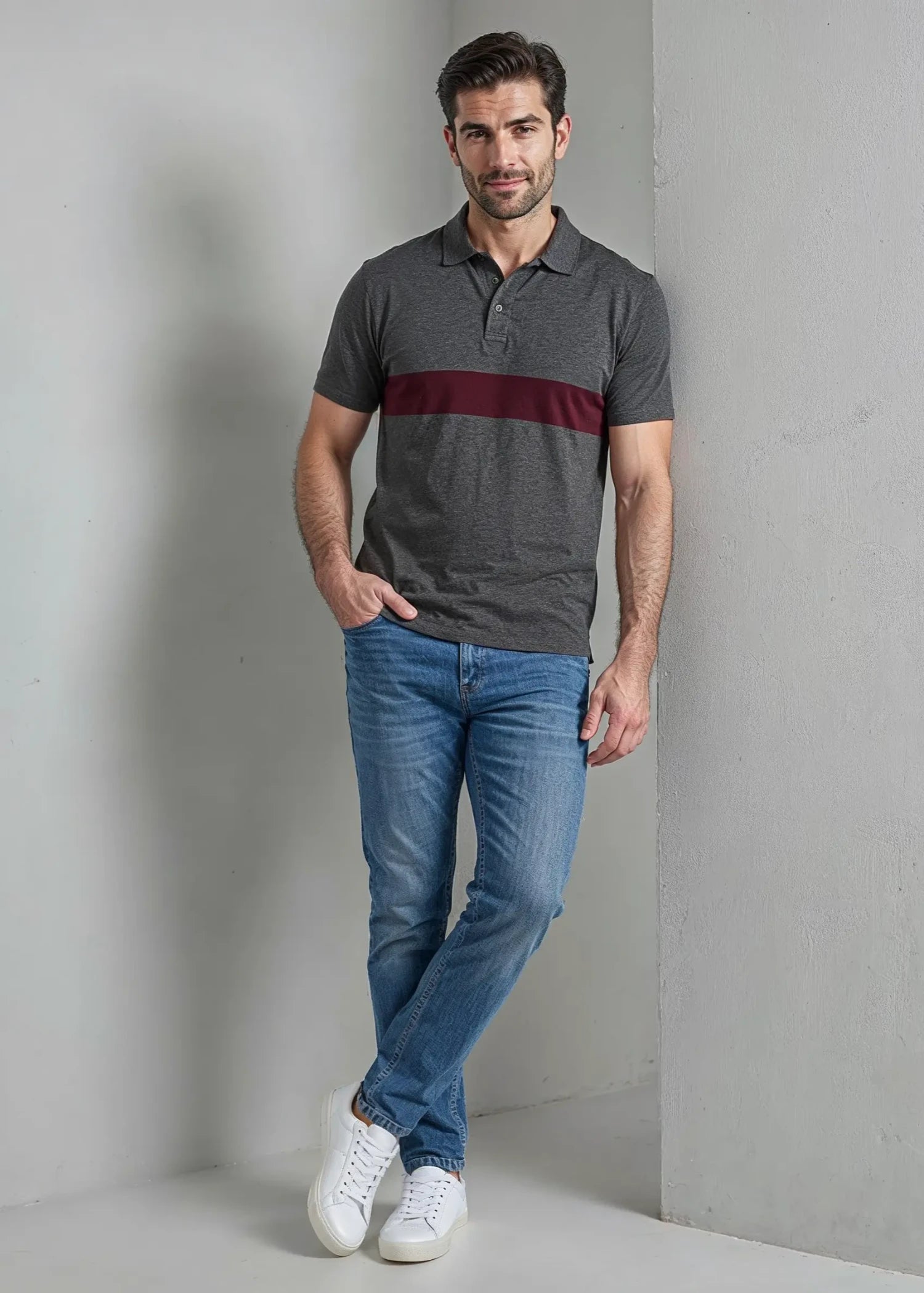 polycotton Polo Shirt in Charcoal