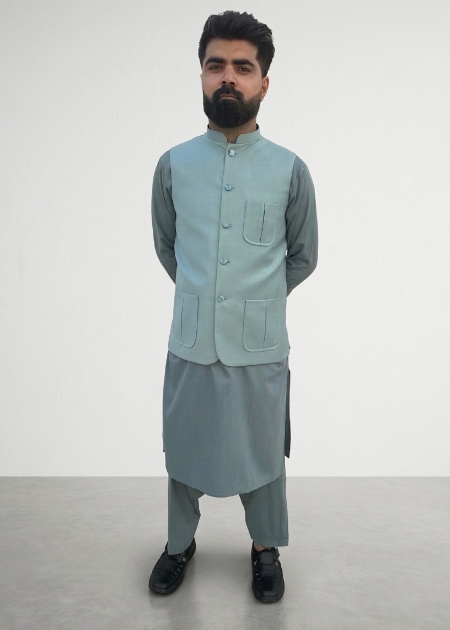 tropical Waistcoat in Frost blue