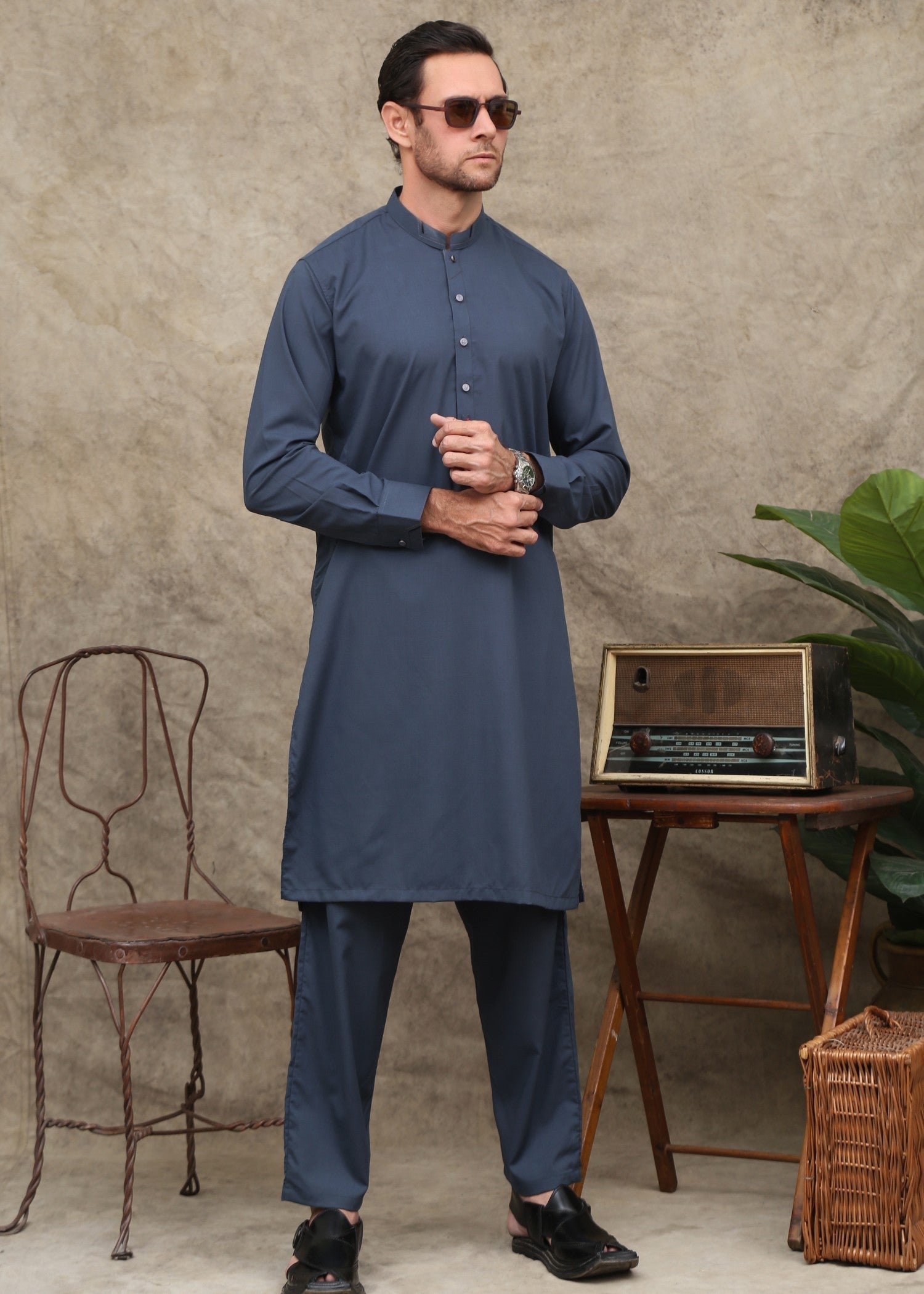 wash & wear Shalwar Kameez in Yale blue by Maqsood Garments