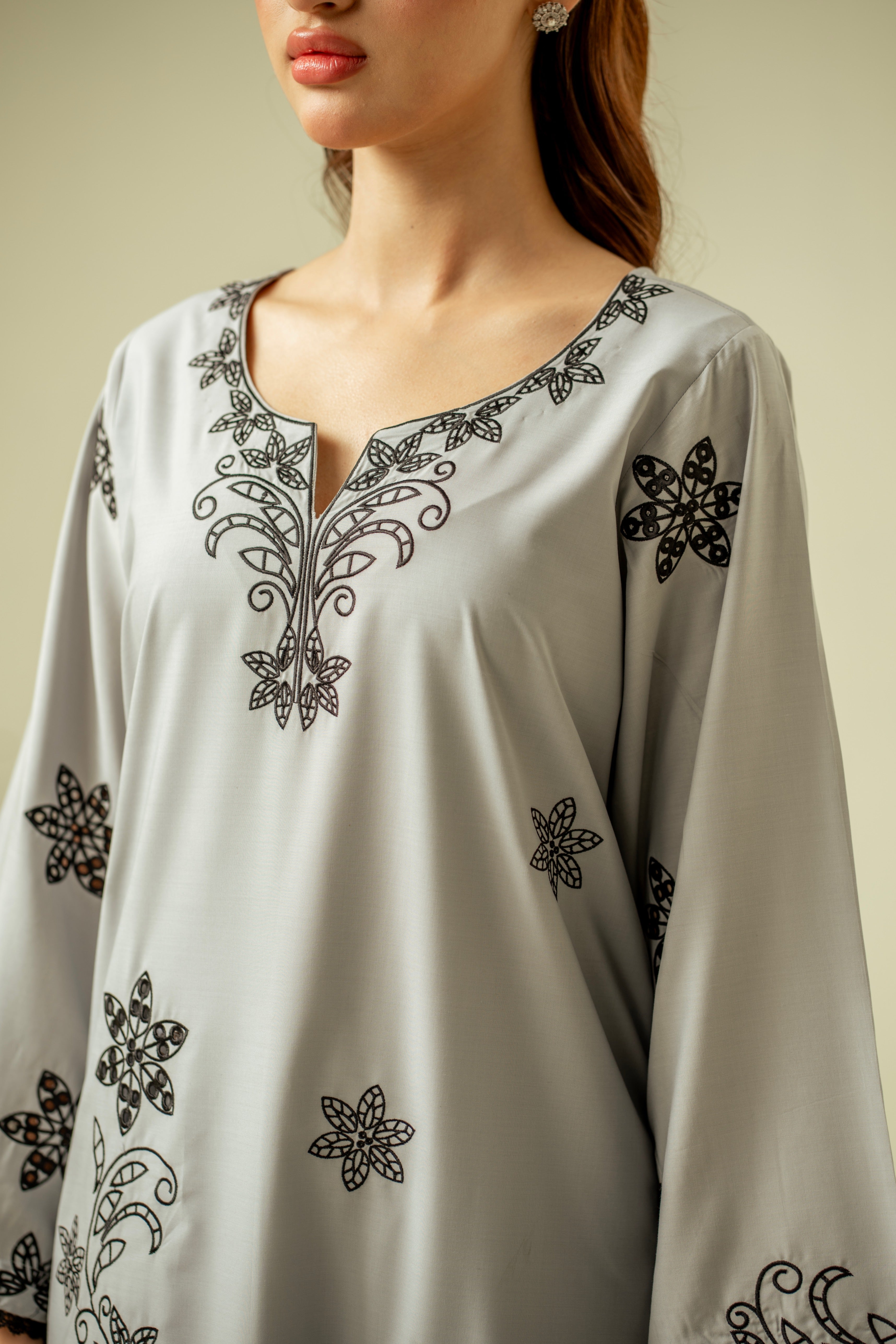 wash & wear Kurta Set in Pastel grey