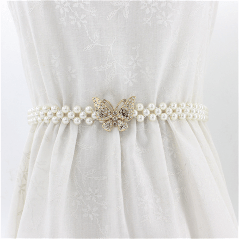 Women'S Rhinestone Pearl Waist Chain Fashion Dress Decoration