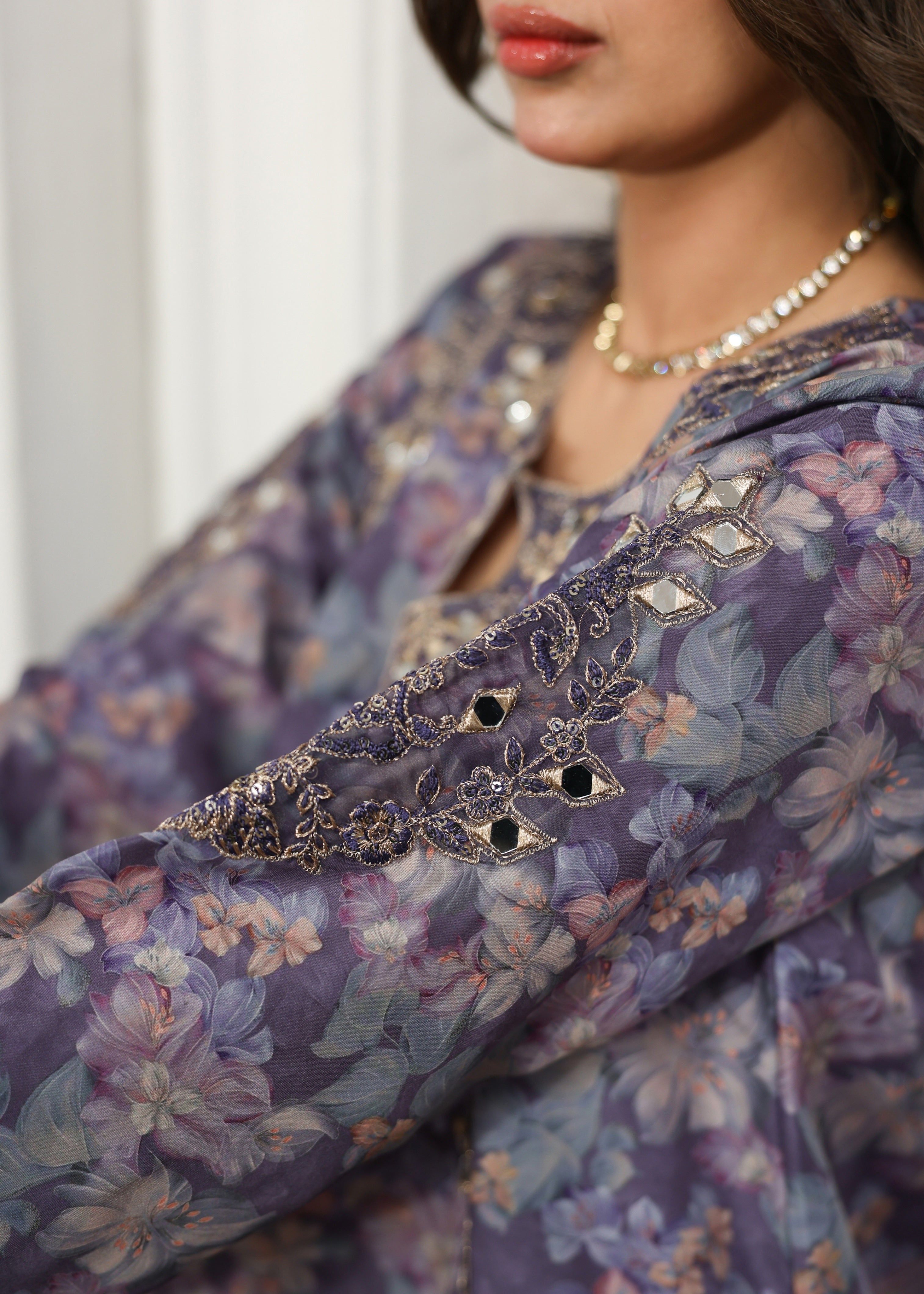 silk Kurta Set in Royal amethyst