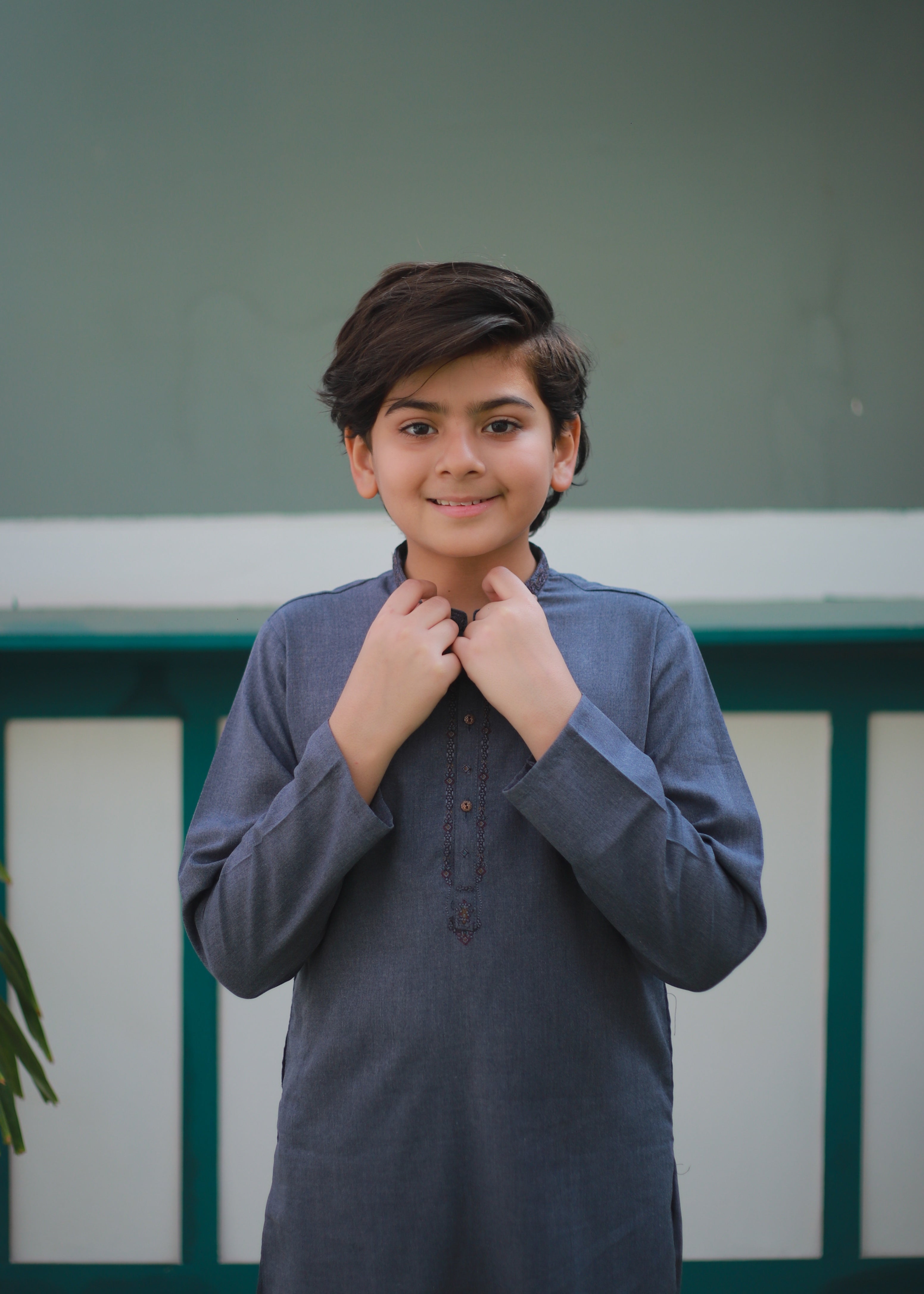 cotton Kurta Set in Shadow blue