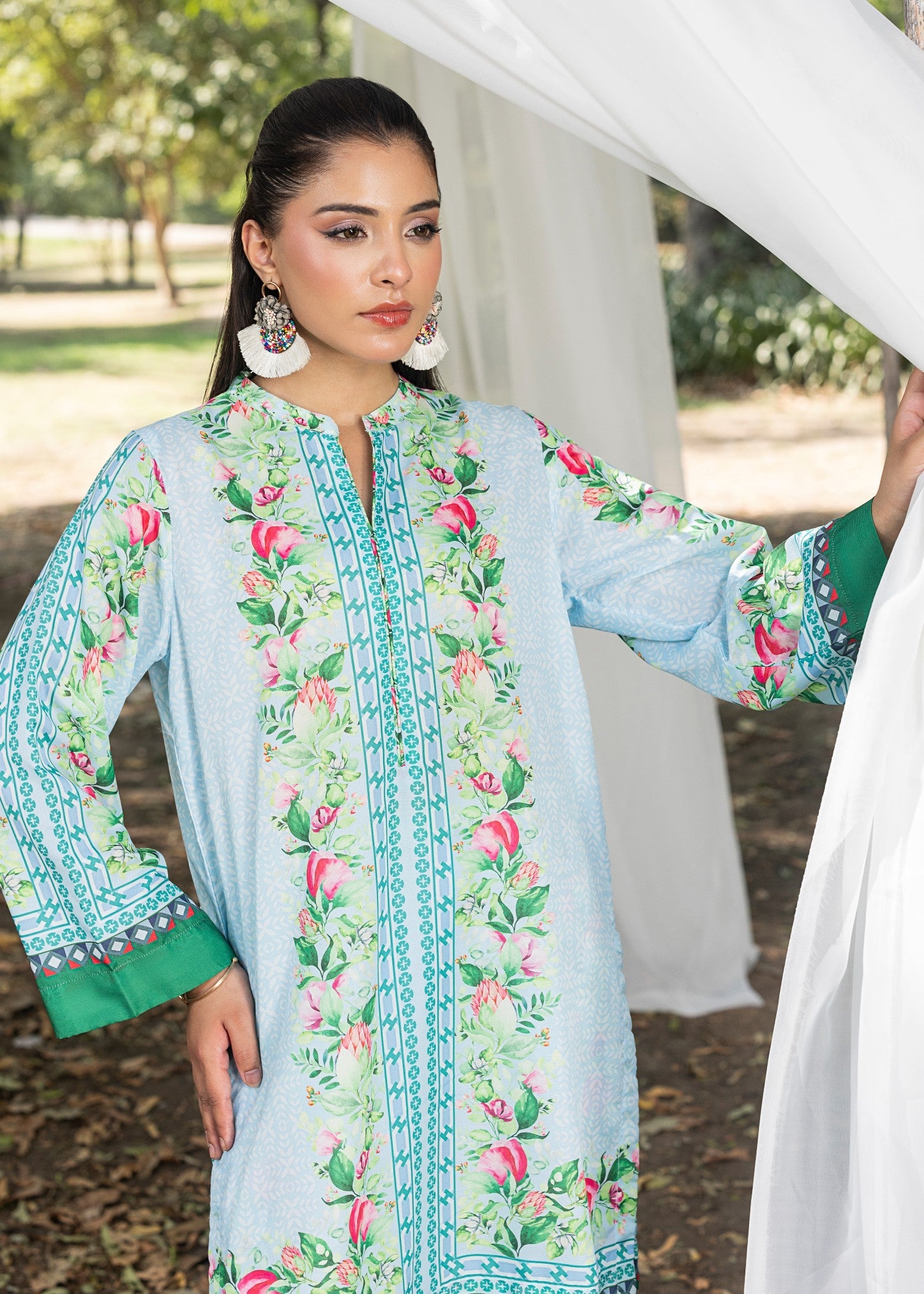 cotton silk Co ord Sets in Sky blue