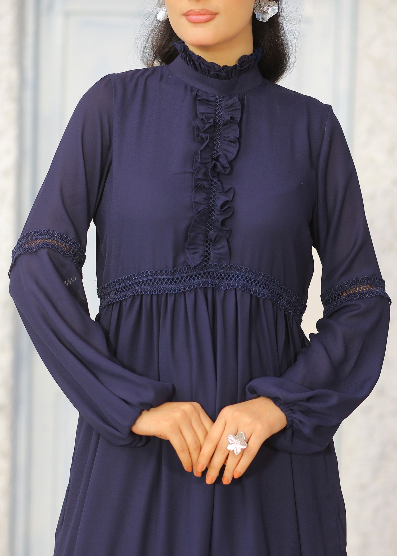 georgette Maxi in Navy blue