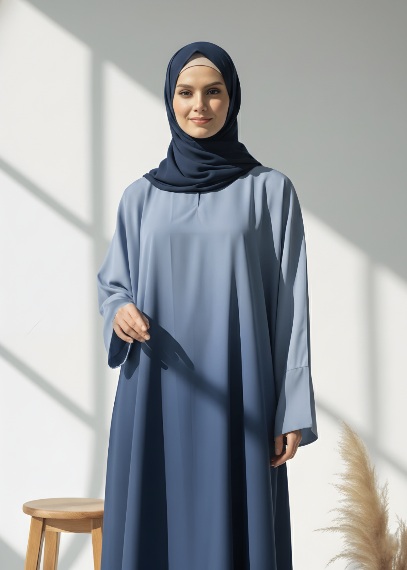 georgette Abaya in Steel teal