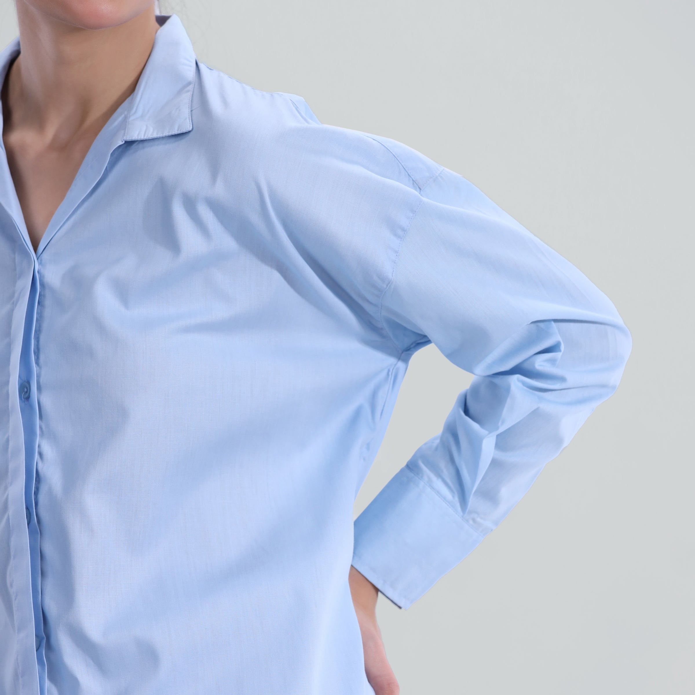 cotton dobby Top in Sky blue