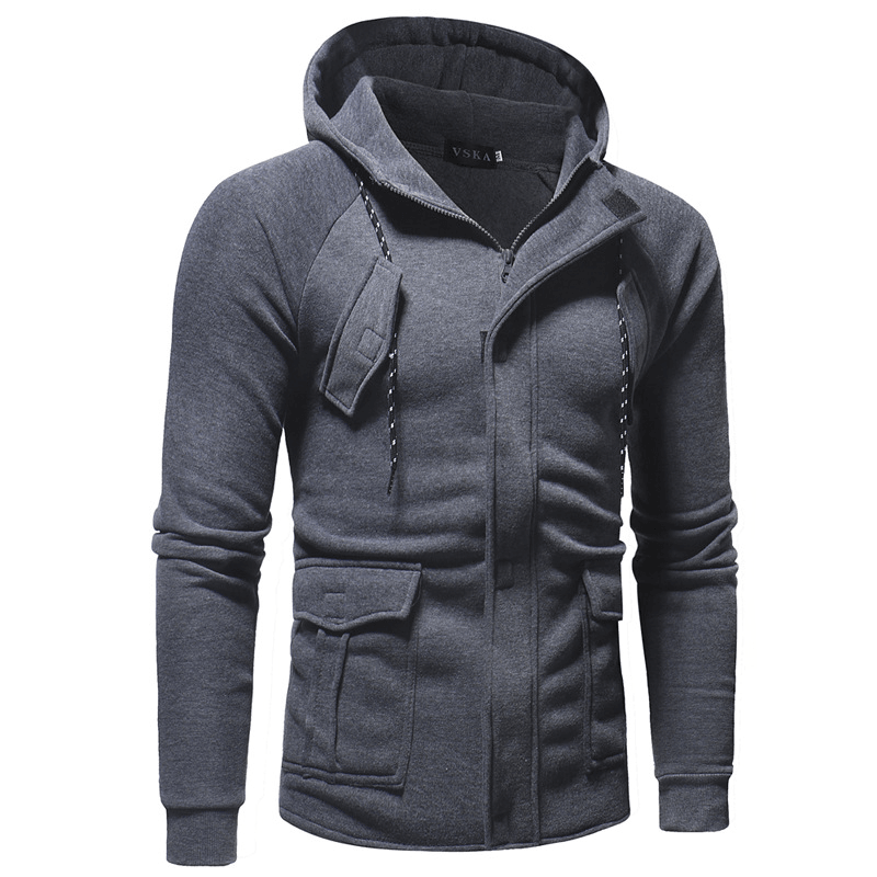 New Concealed Access Control Zipper Men'S Hooded Casual Sports Suit