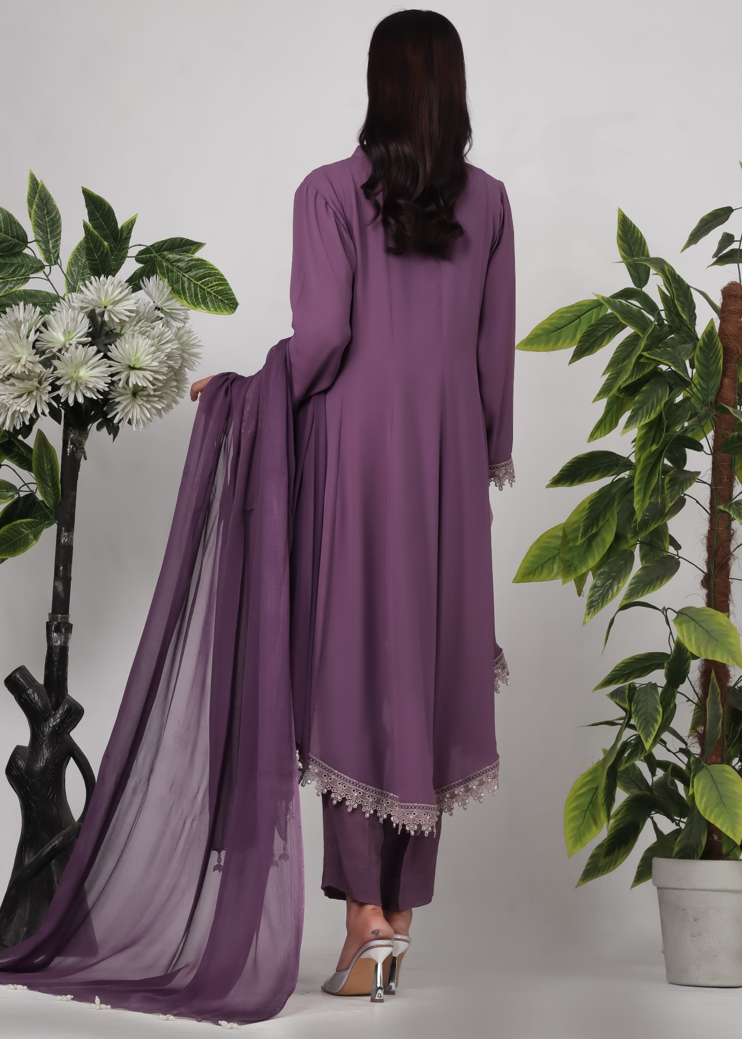 georgette chiffon Short Frock in Mauve