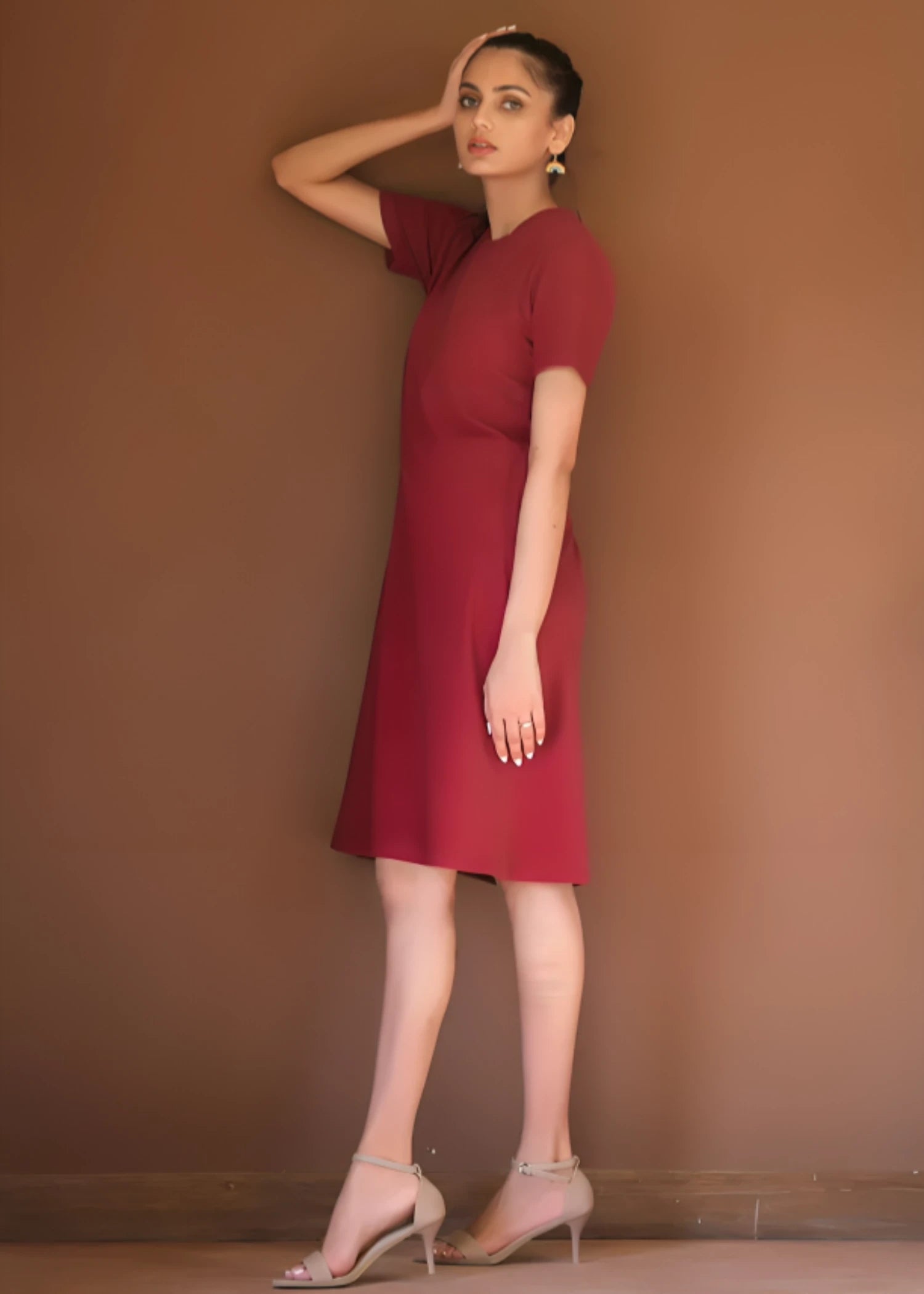 jersey knit Dress in Maroon