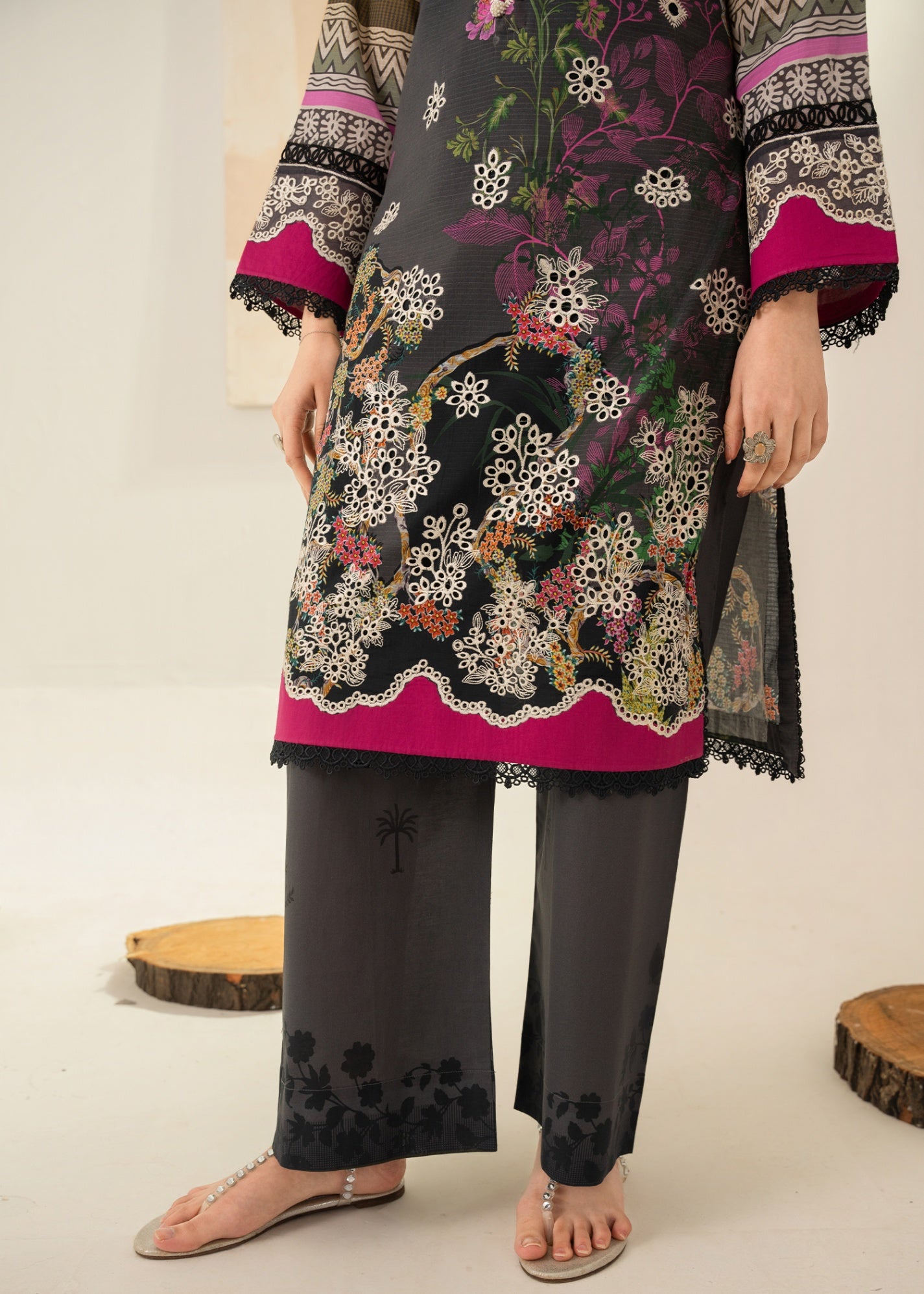 lawn Kurta Set in Graphite