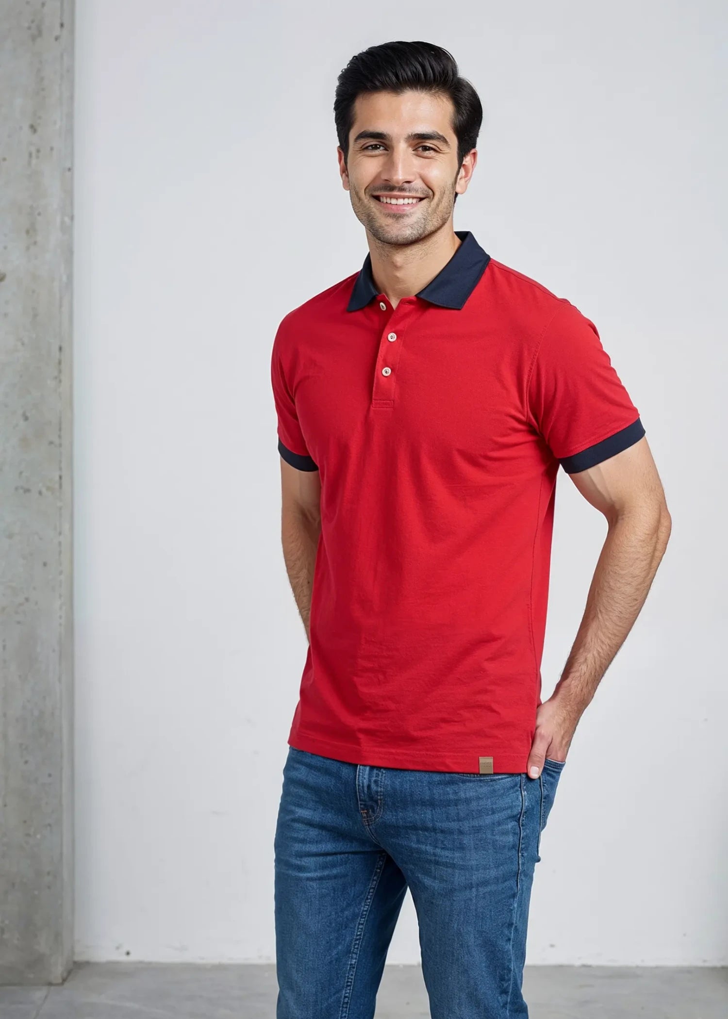 polycotton Polo Shirt in Red