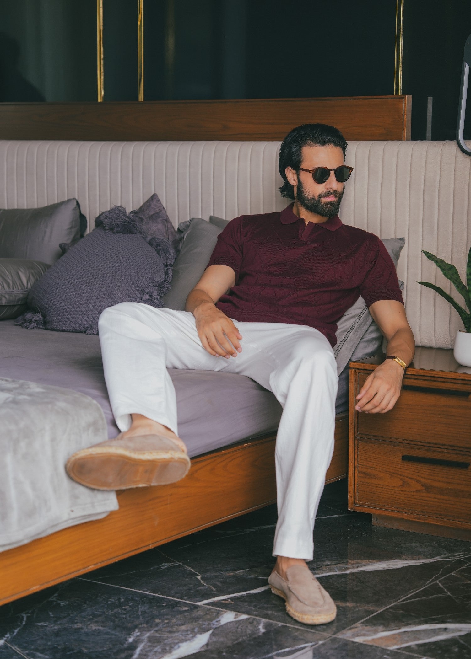 cotton Polo Shirt in Brick red