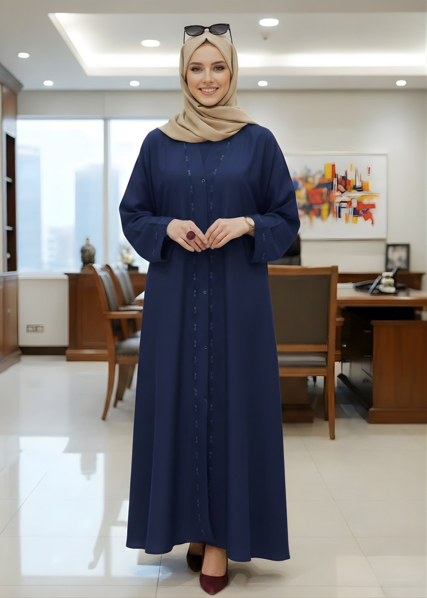 nidha Abaya in Cobalt blue