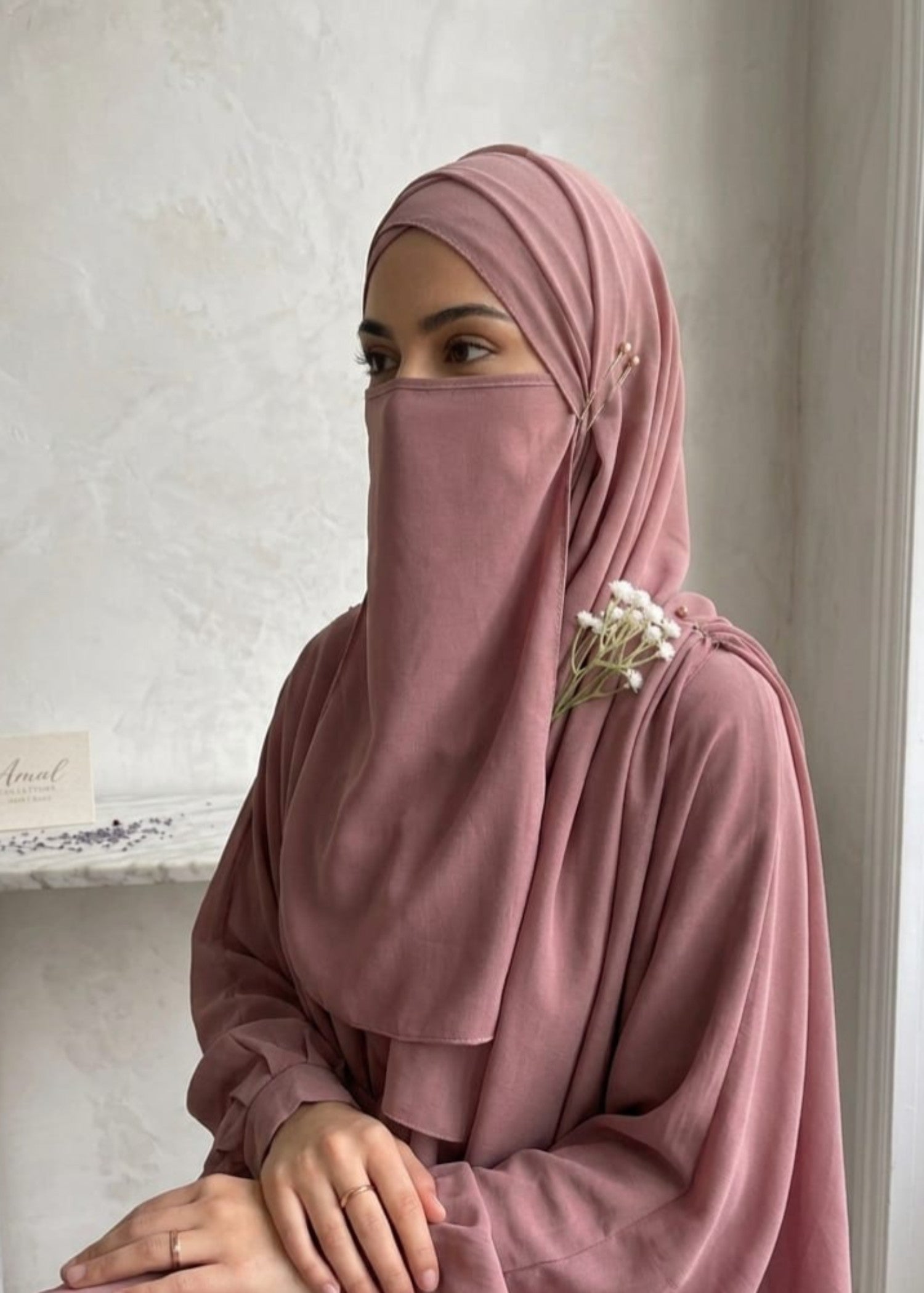georgette Veil in Salmon pink